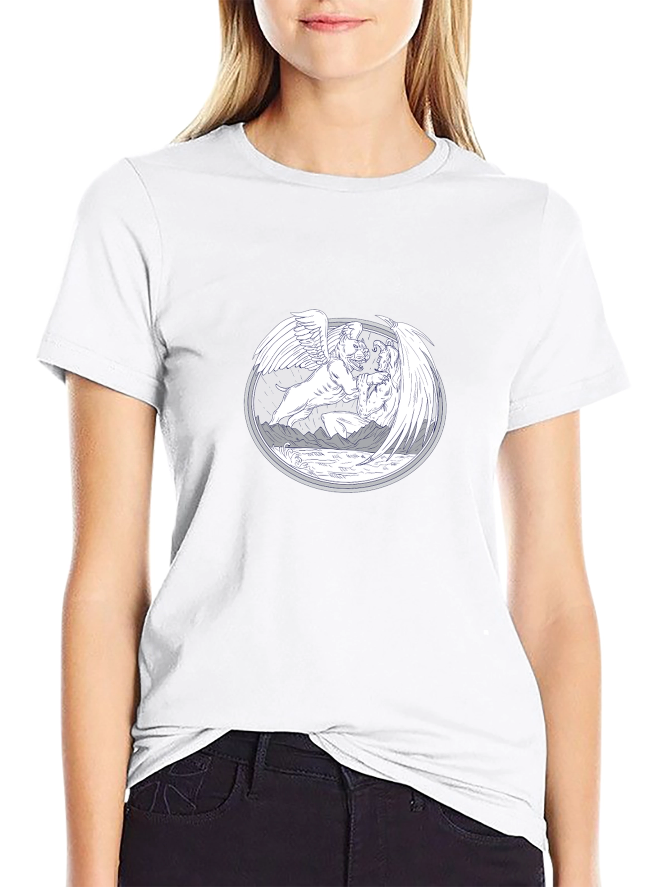 Unique Graphic T-Shirt - Mythical Winged Design