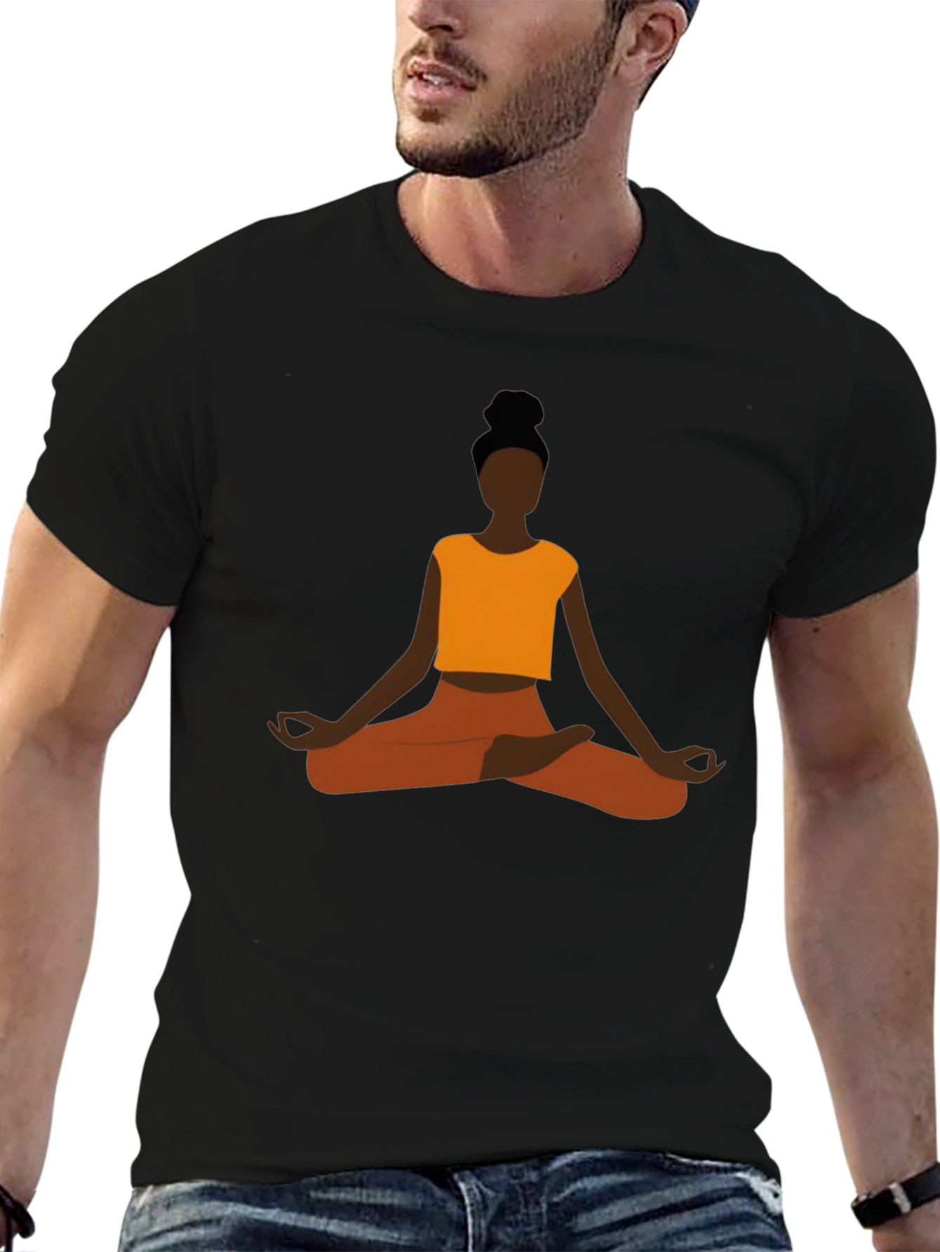 Yoga Meditation Graphic Tee - Mens Black T-Shirt