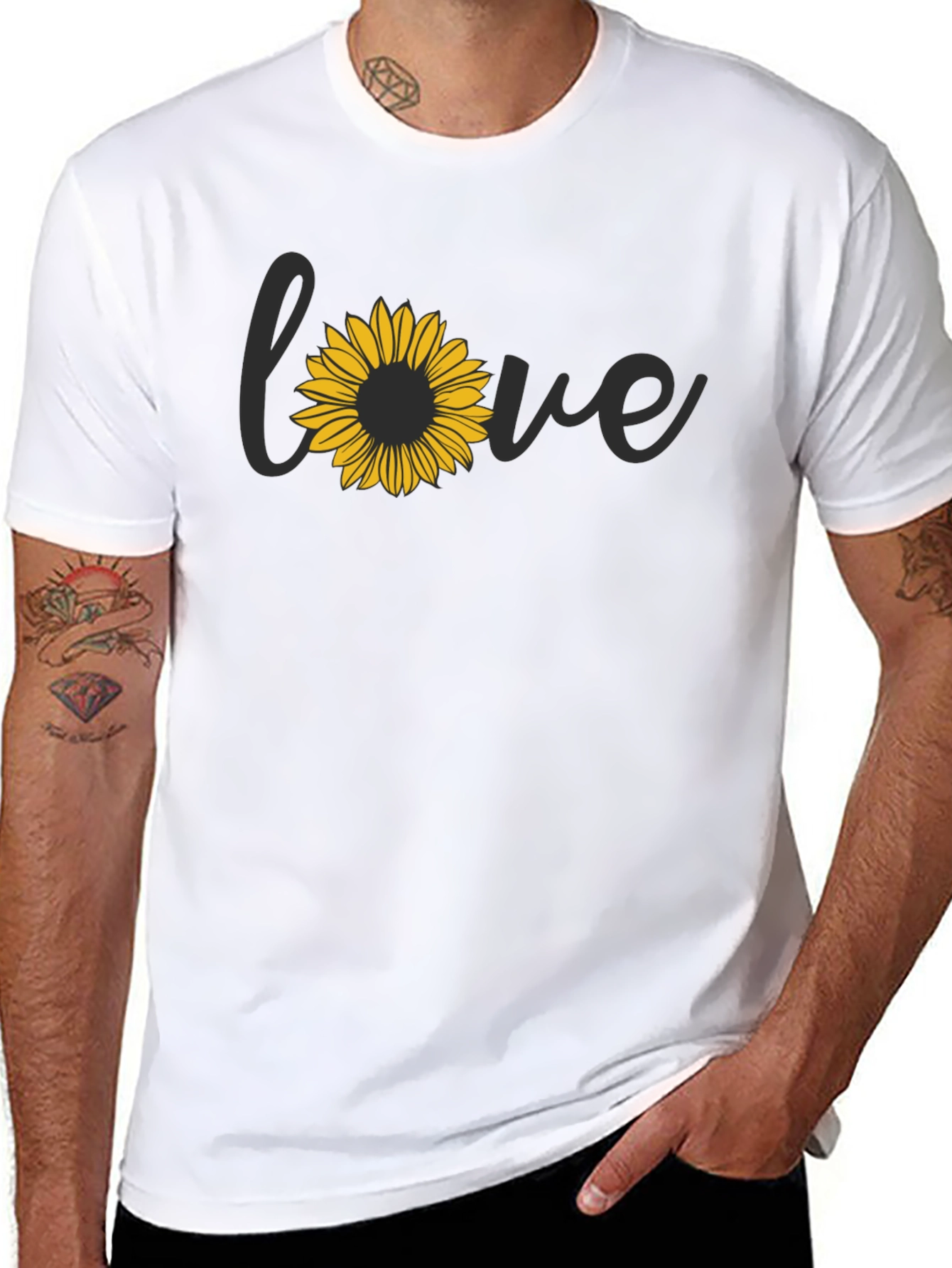 Sunflower Love Graphic Black T-Shirt