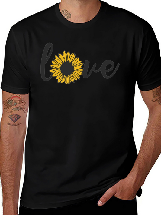 Sunflower Love Graphic Black T-Shirt