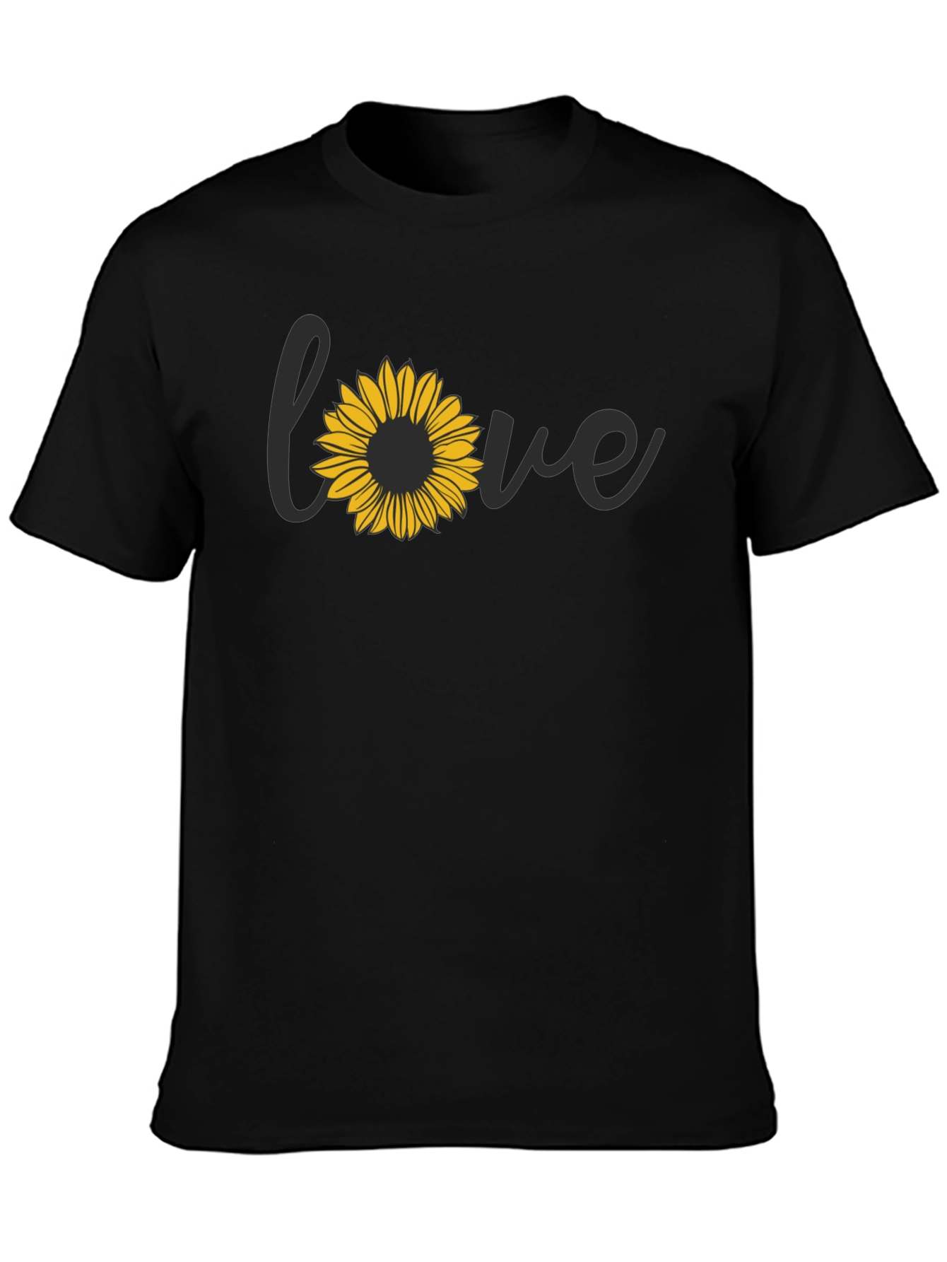 Sunflower Love Graphic Black T-Shirt