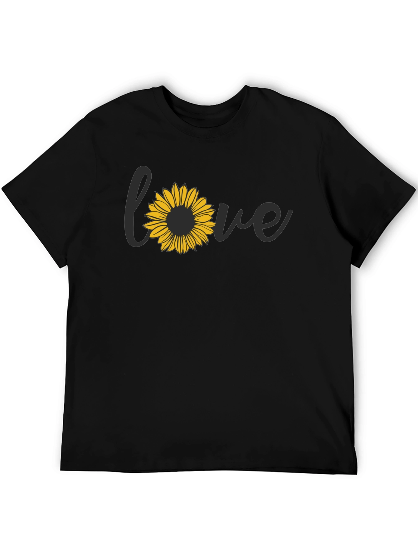 Sunflower Love Graphic Black T-Shirt