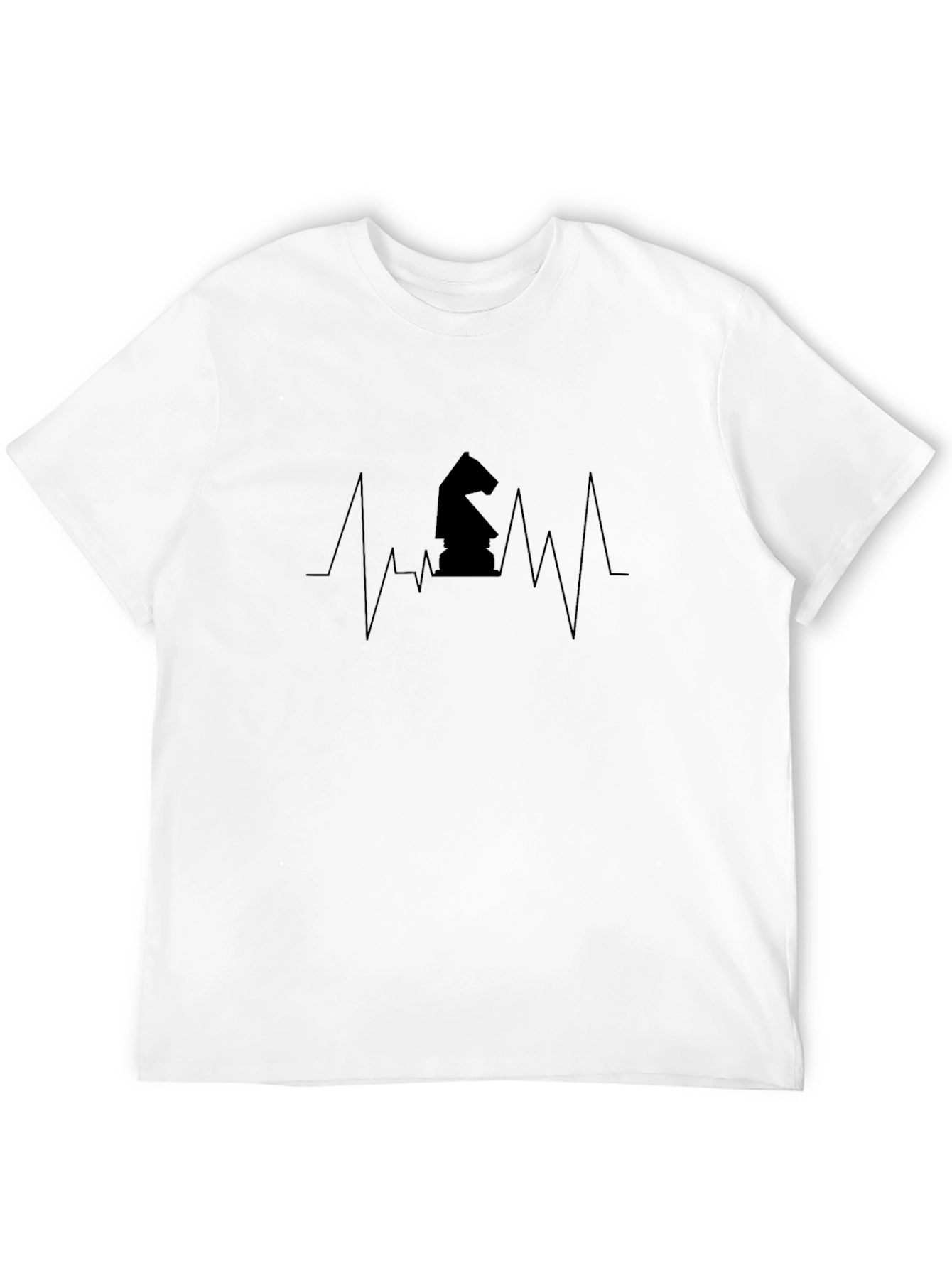 Chess Knight Heartbeat Black T-Shirt