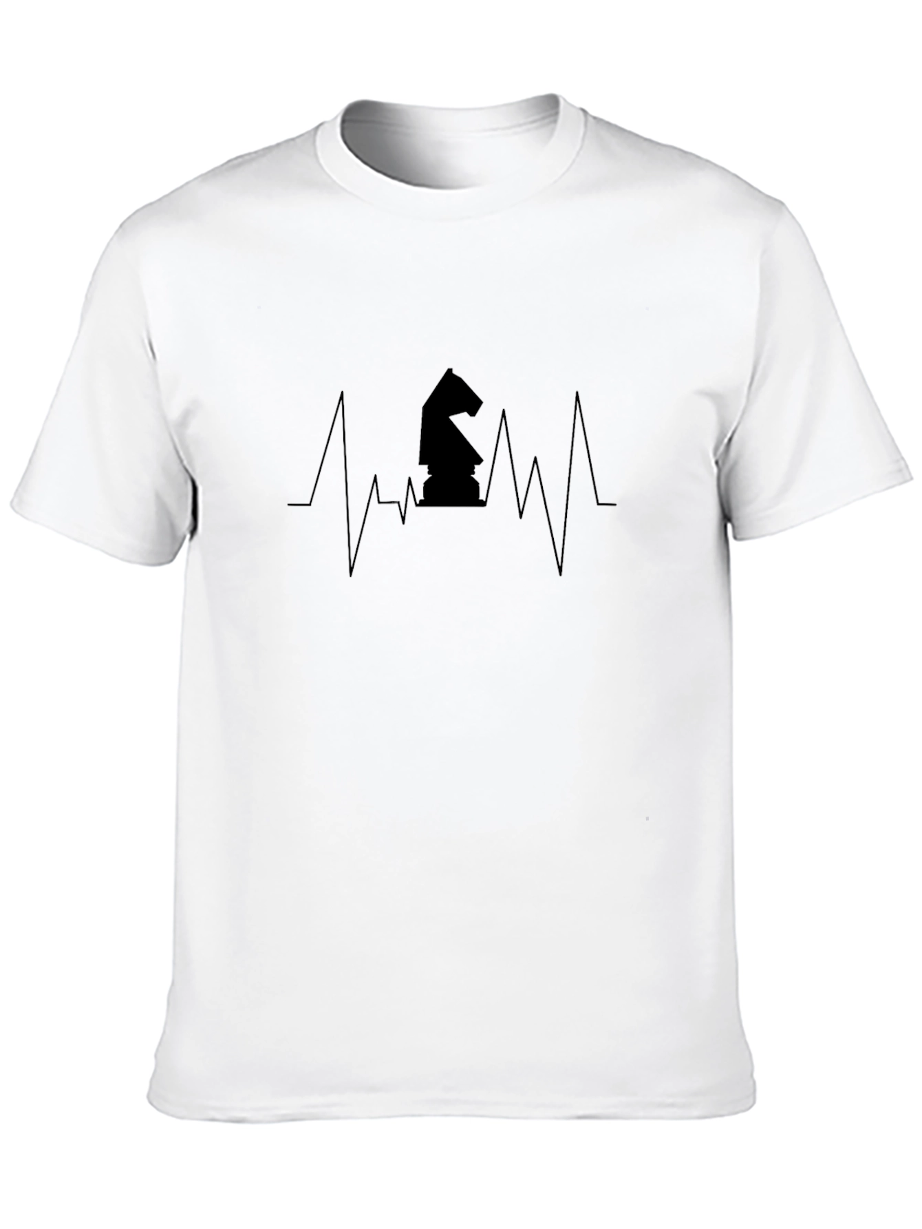 Chess Knight Heartbeat Black T-Shirt