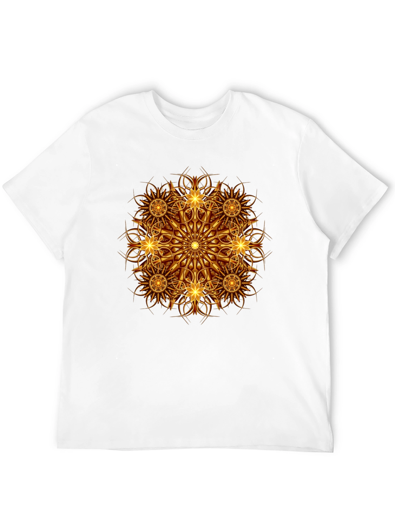 Golden Mandala Graphic Print Black T-Shirt