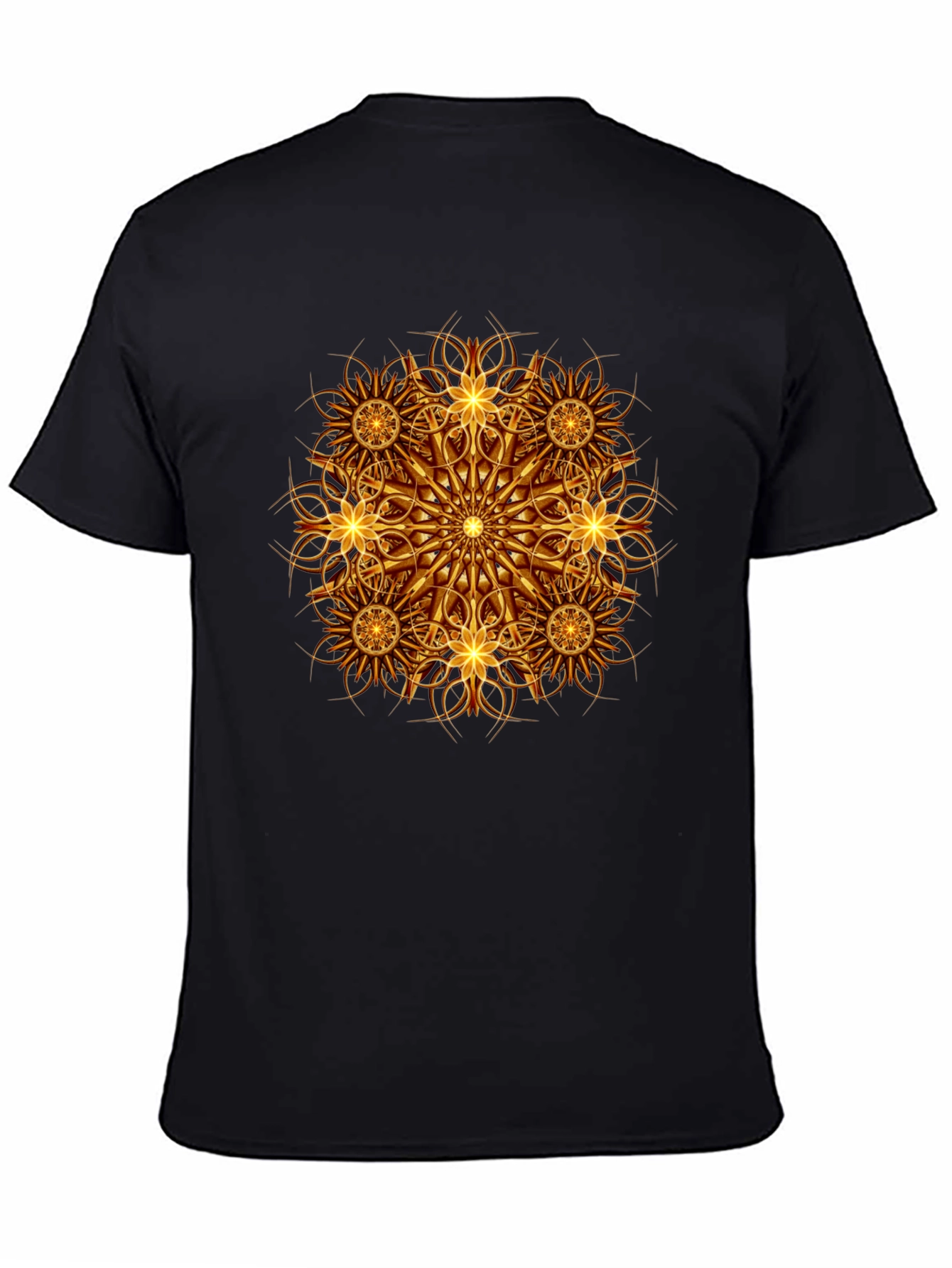 Golden Mandala Graphic Print Black T-Shirt
