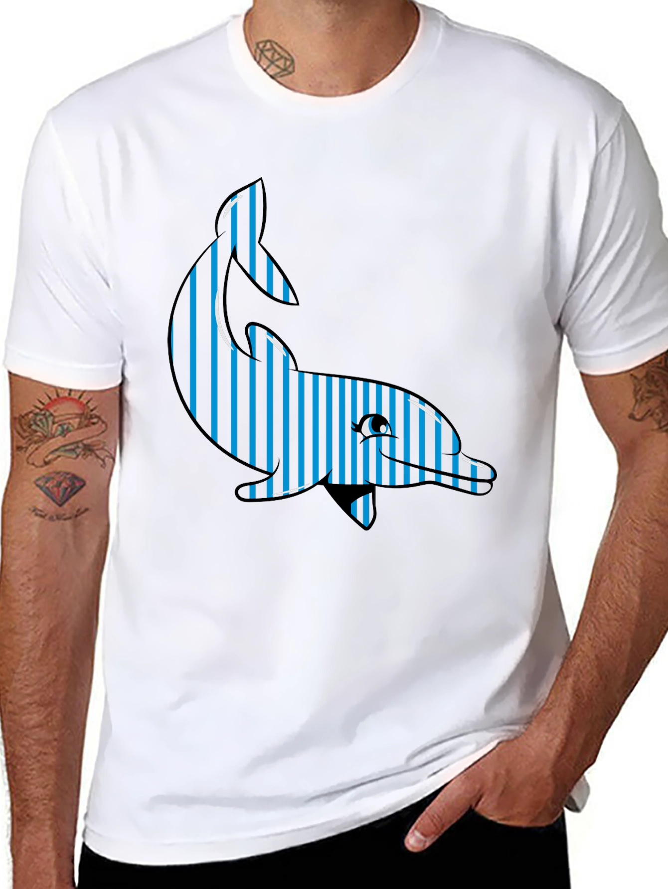 Striped Dolphin Graphic Tee