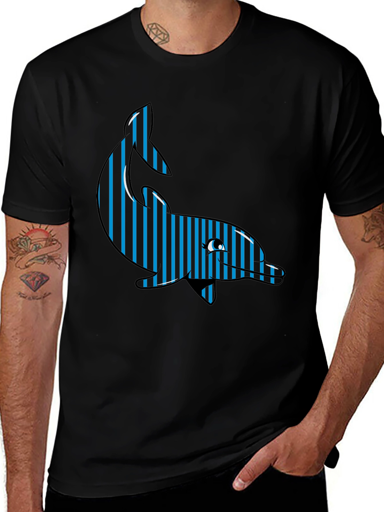 Striped Dolphin Graphic Tee