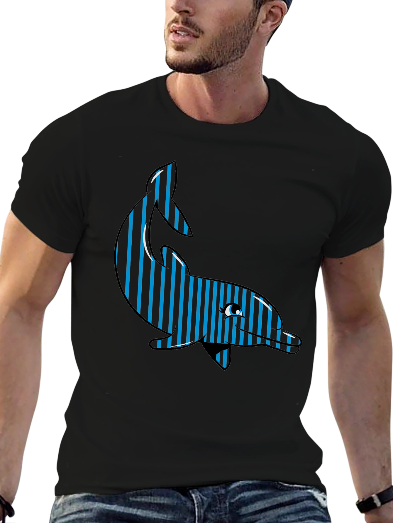 Striped Dolphin Graphic Tee