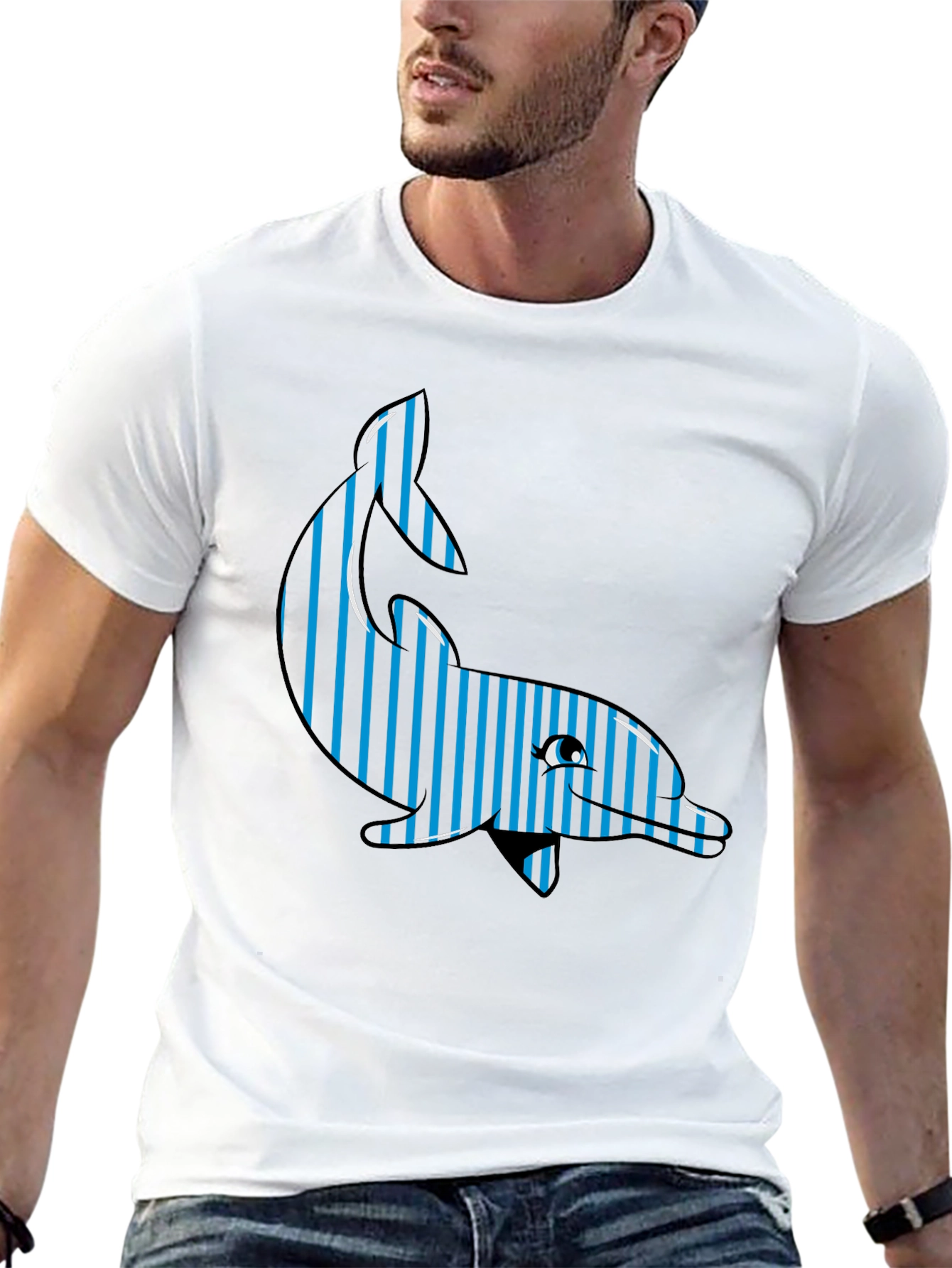 Striped Dolphin Graphic Tee