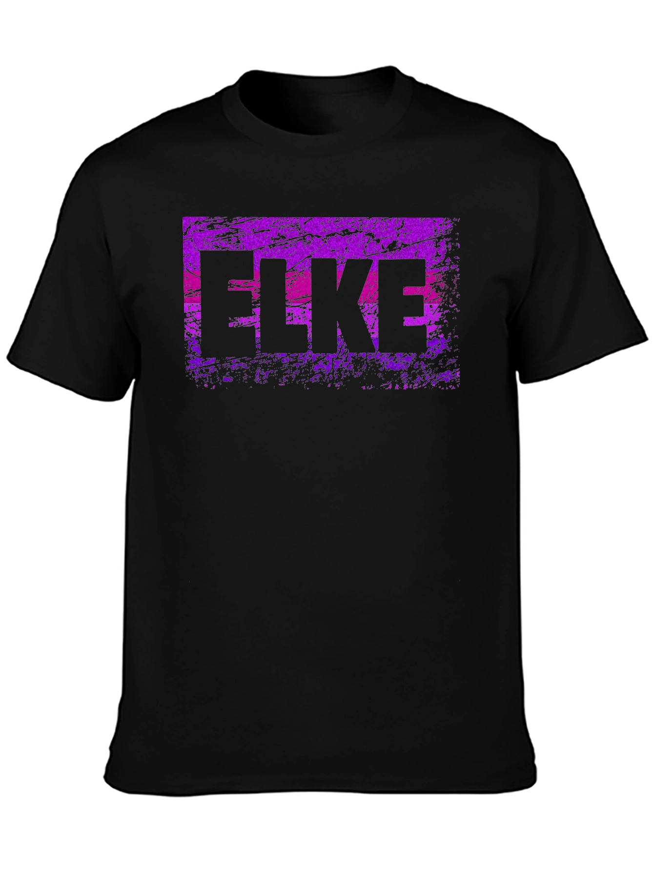 ELKE Purple Grunge Graphic Black T-Shirt