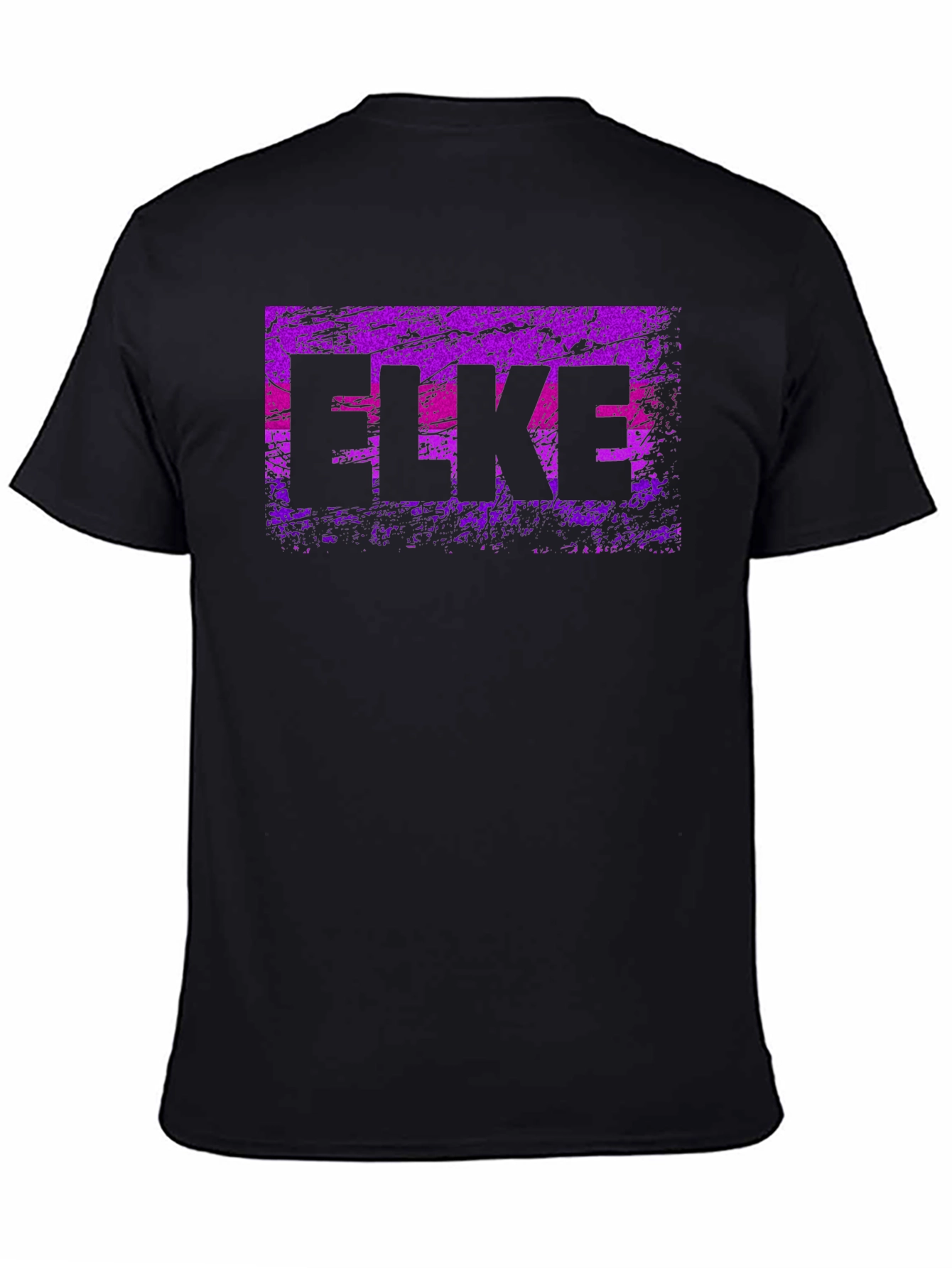 ELKE Purple Grunge Graphic Black T-Shirt