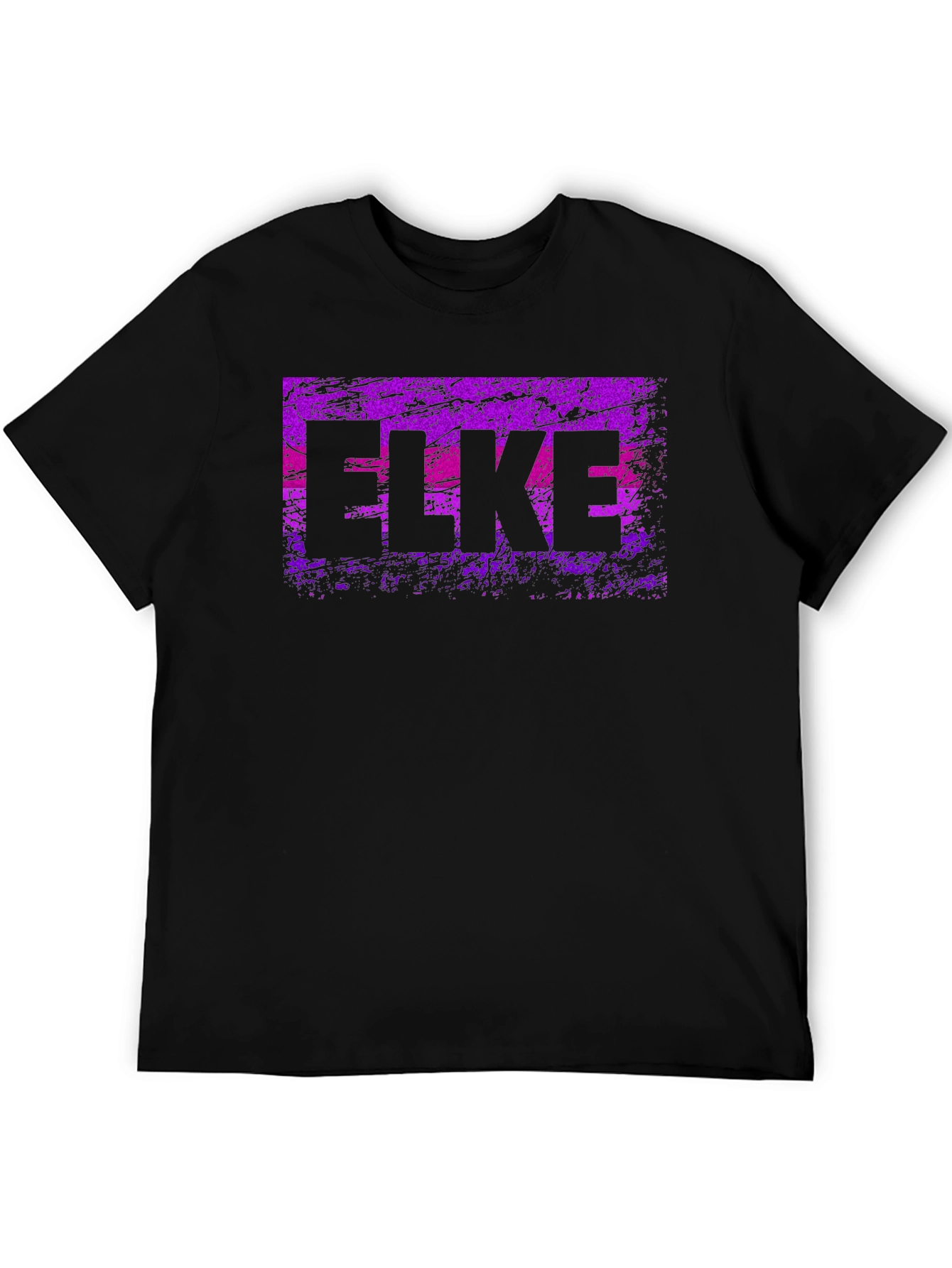 ELKE Purple Grunge Graphic Black T-Shirt