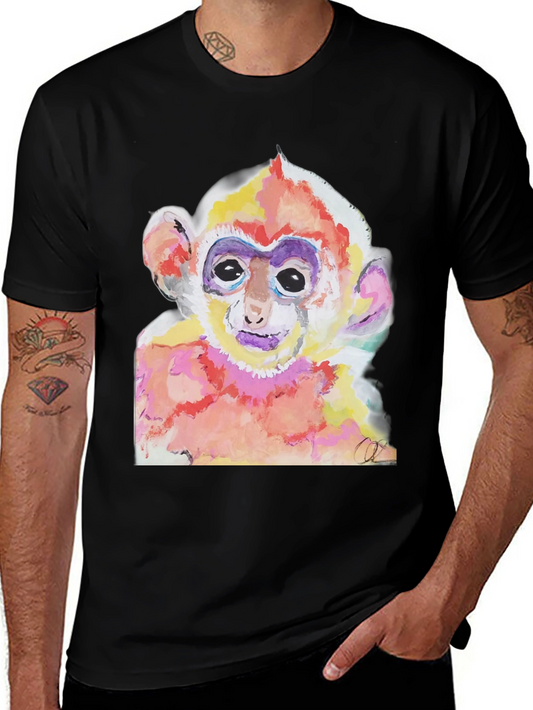 Monkey Watercolor Graphic T-Shirt - Fun Trendy Tee