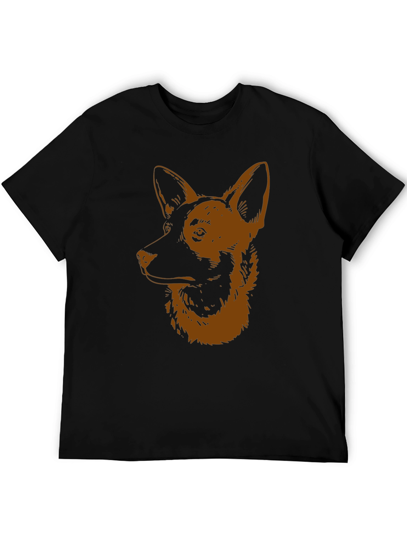 Dog Graphic Tee - Black Cotton Shirt