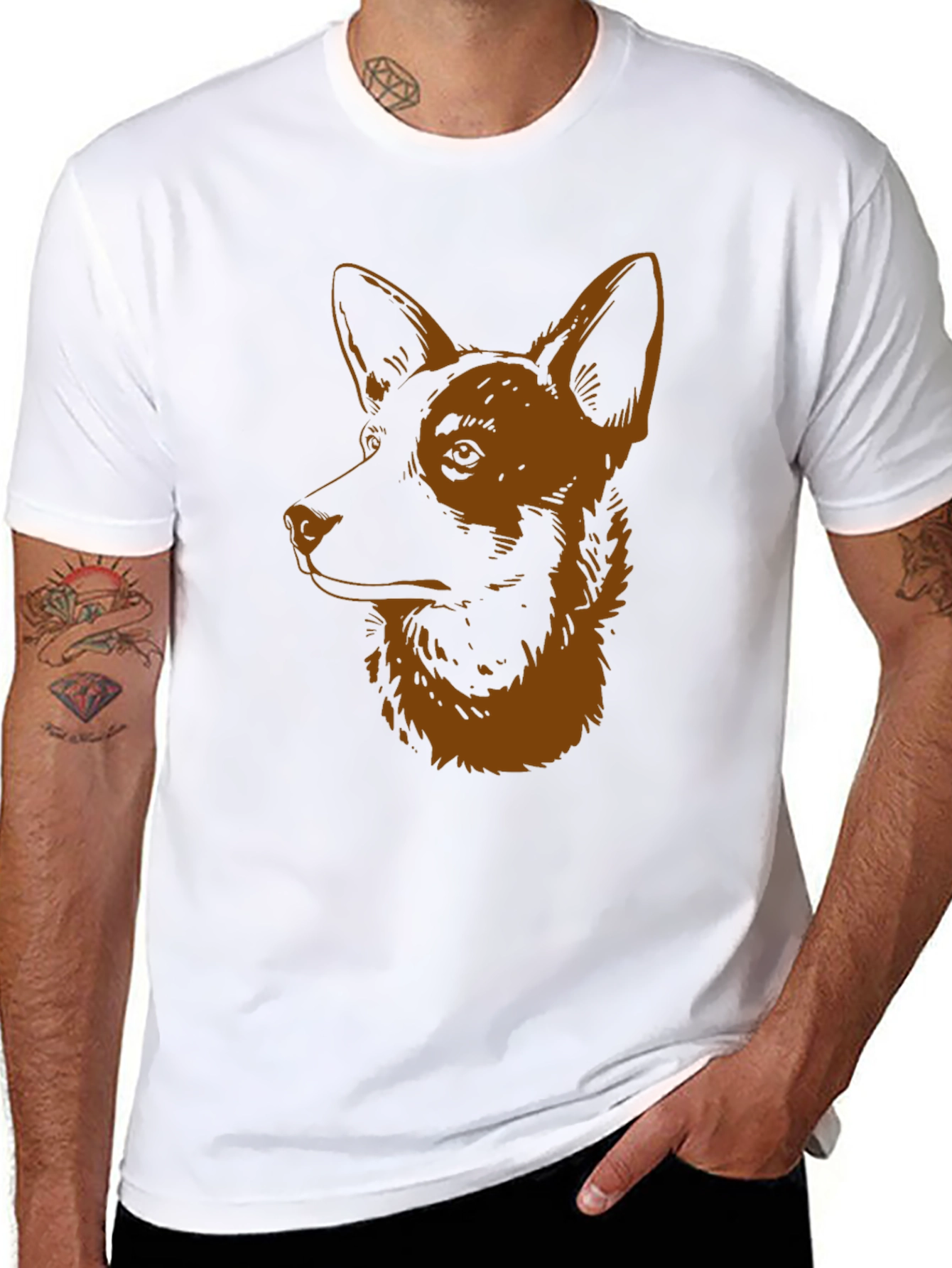 Dog Graphic Tee - Black Cotton Shirt