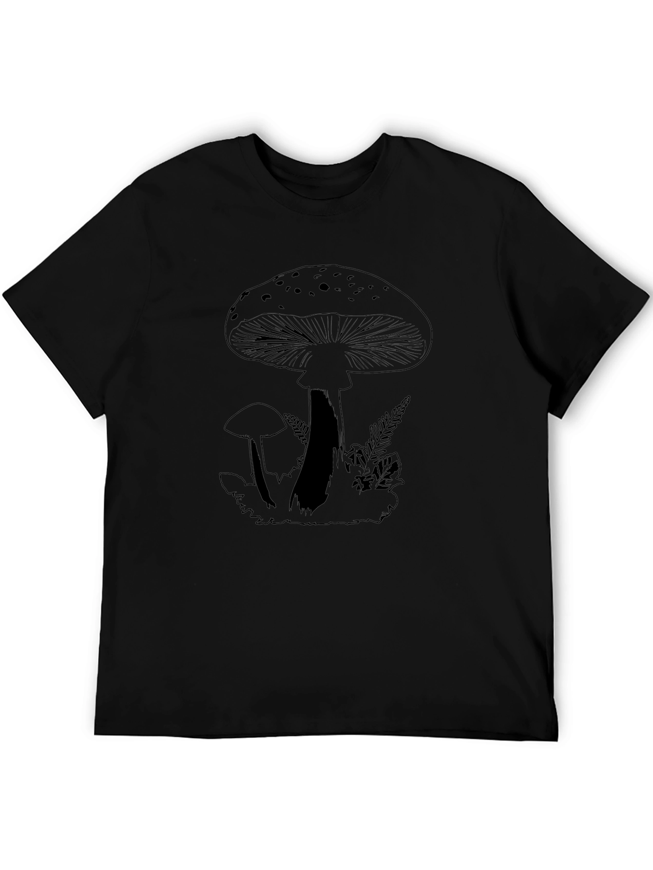 Mushroom Graphic Tee - Black Cotton T-Shirt