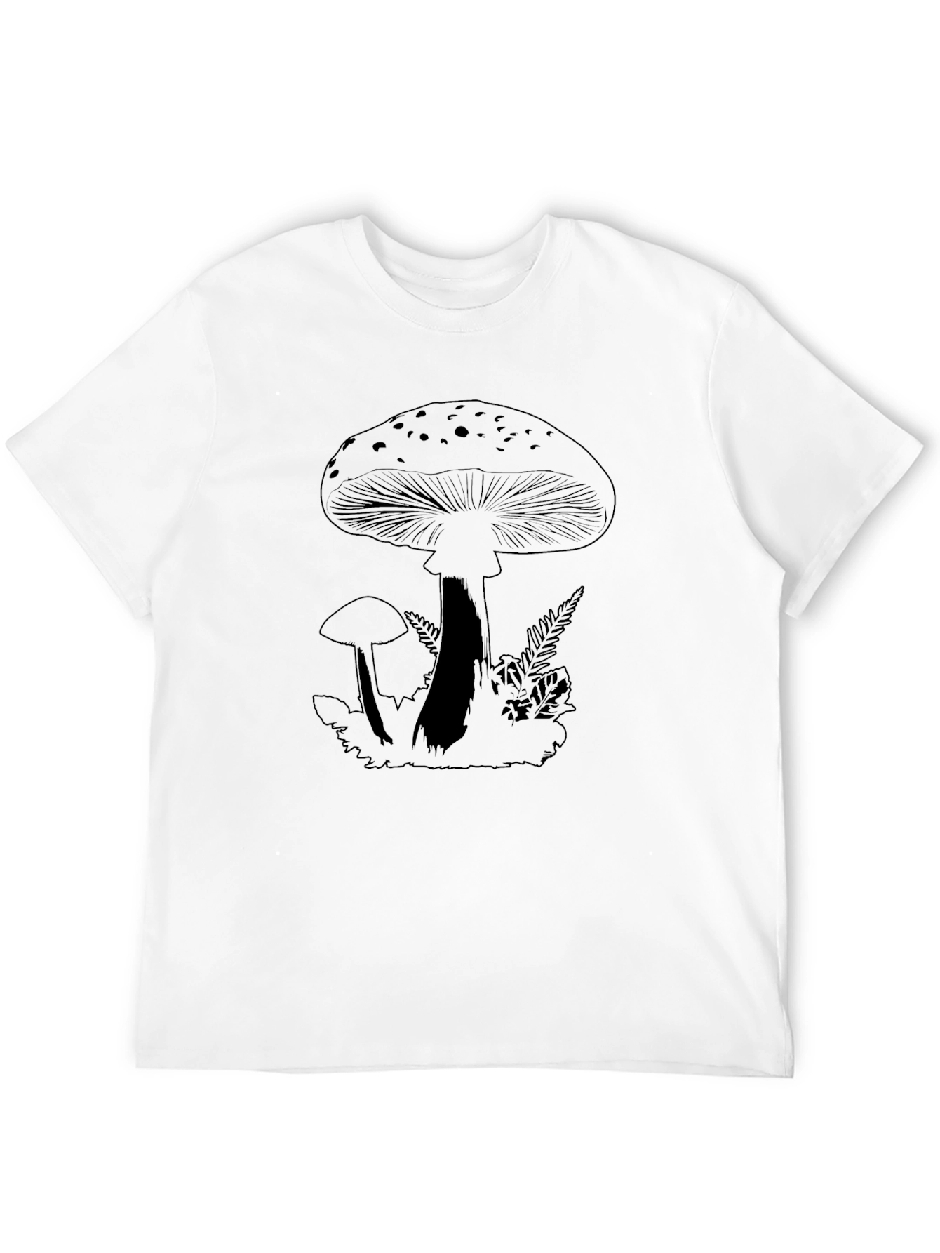 Mushroom Graphic Tee - Black Cotton T-Shirt