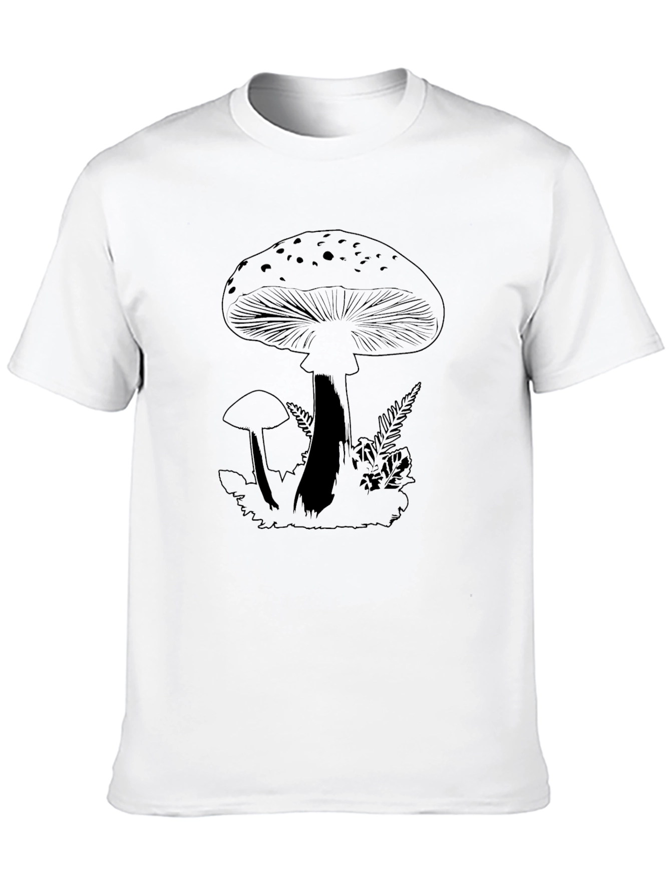 Mushroom Graphic Tee - Black Cotton T-Shirt