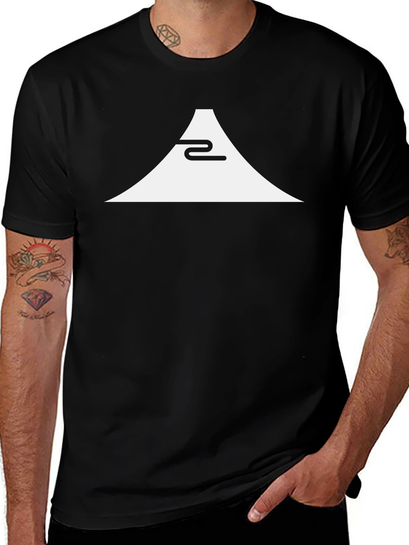 Minimalist Mountain Graphic Black T-Shirt