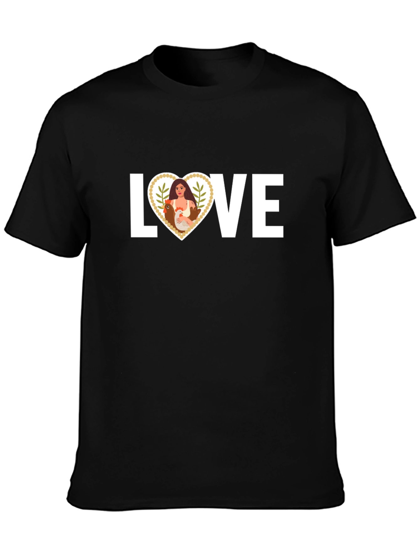 Love Chickens Black T-Shirt