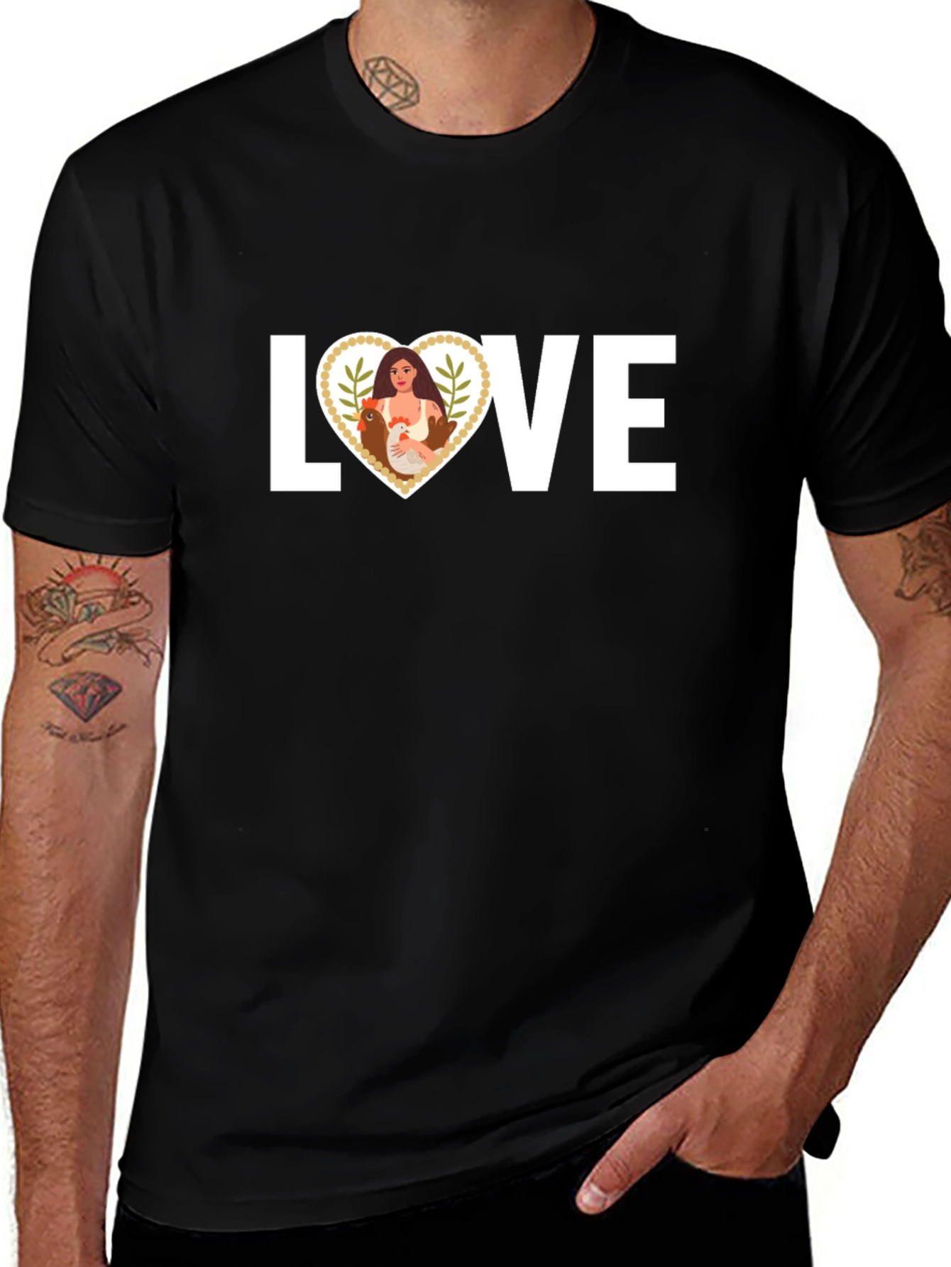 Love Chickens Black T-Shirt
