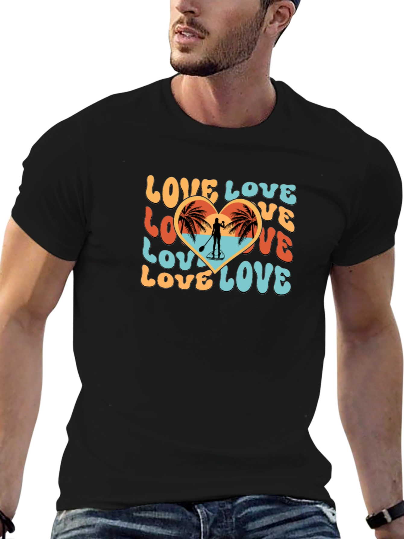 Love Paddleboard T-Shirt Beach Heart Tee