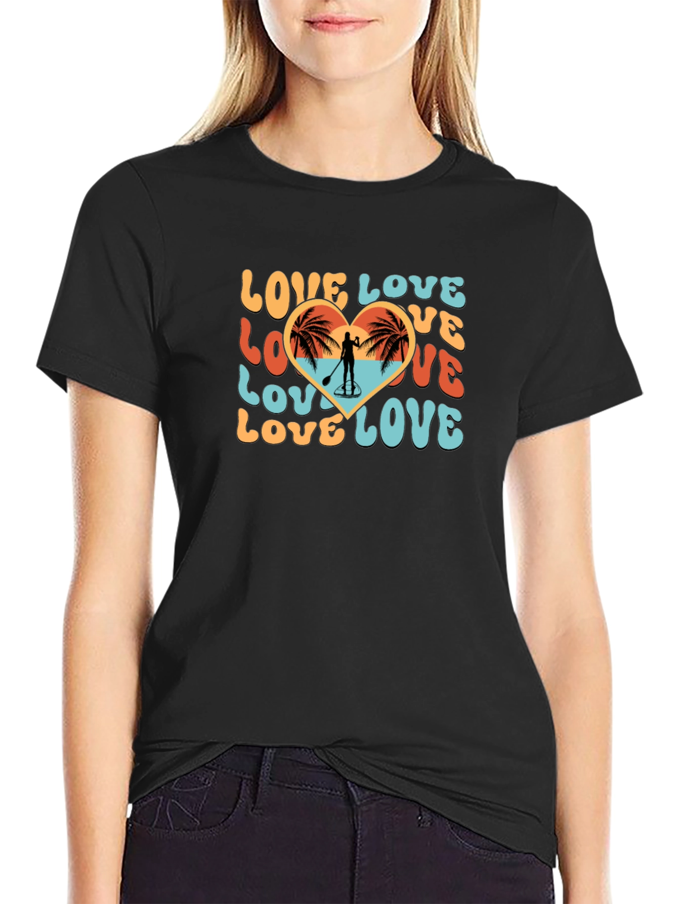 Love Paddleboard T-Shirt Beach Heart Tee