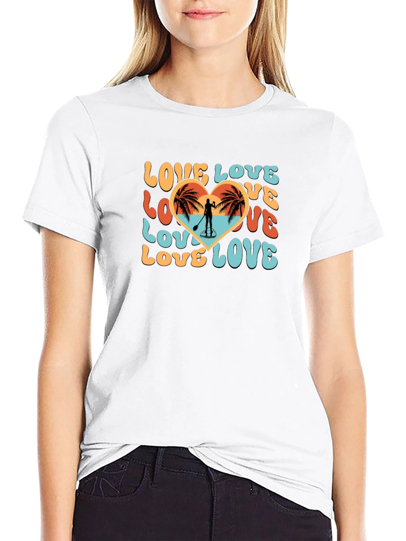 Love Paddleboard T-Shirt Beach Heart Tee