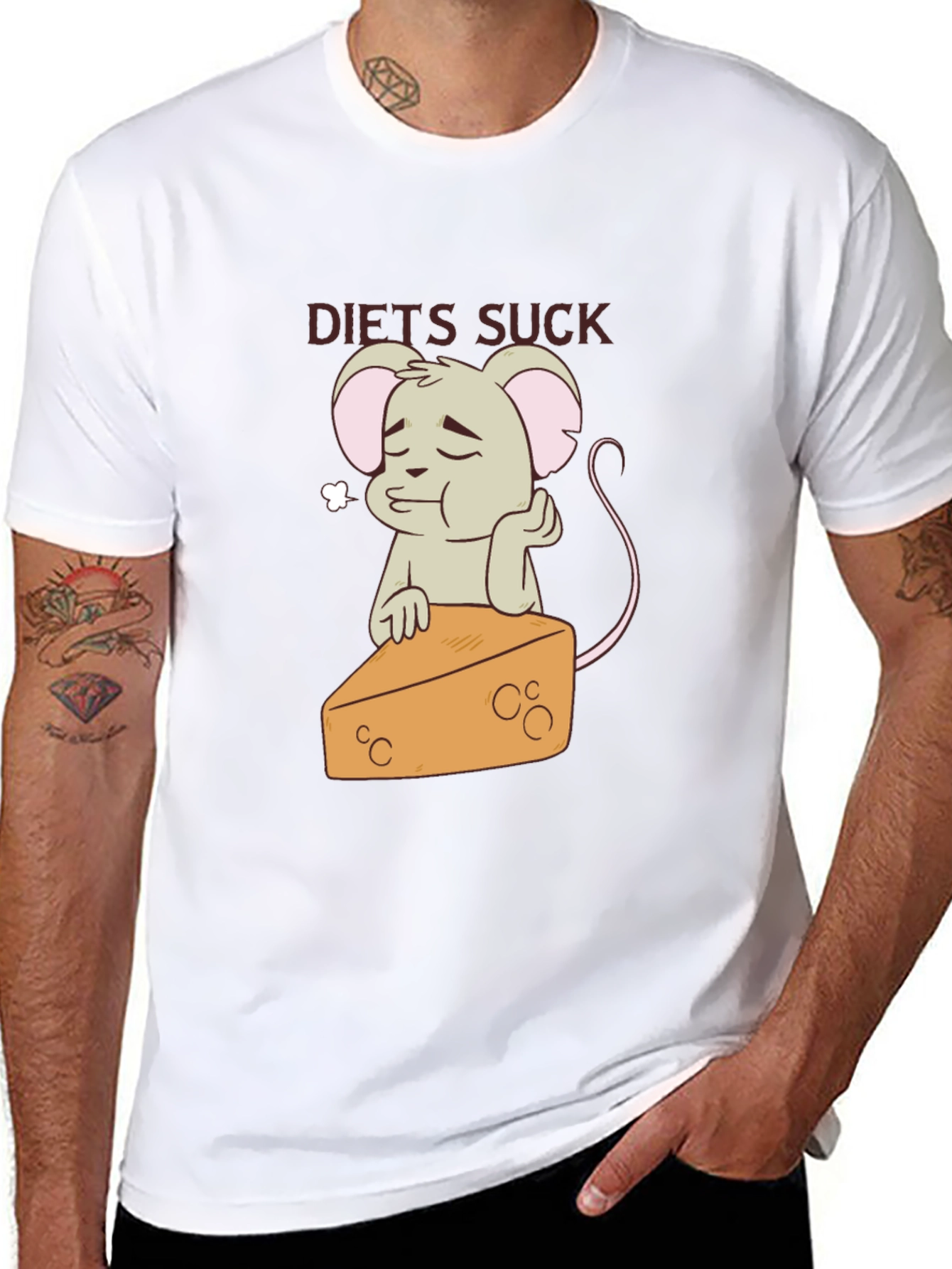 Diets Suck T-Shirt - Mouse & Cheese Graphic Tee