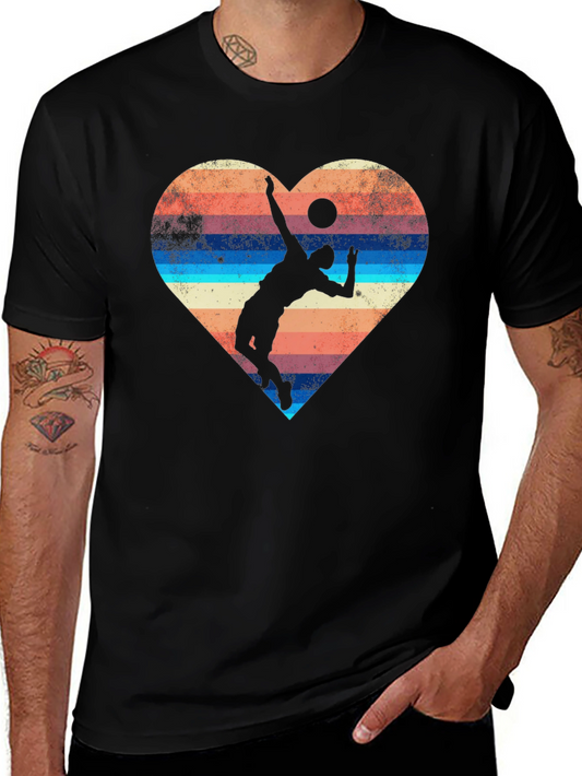Volleyball Heart Graphic Tee - Sporty Style