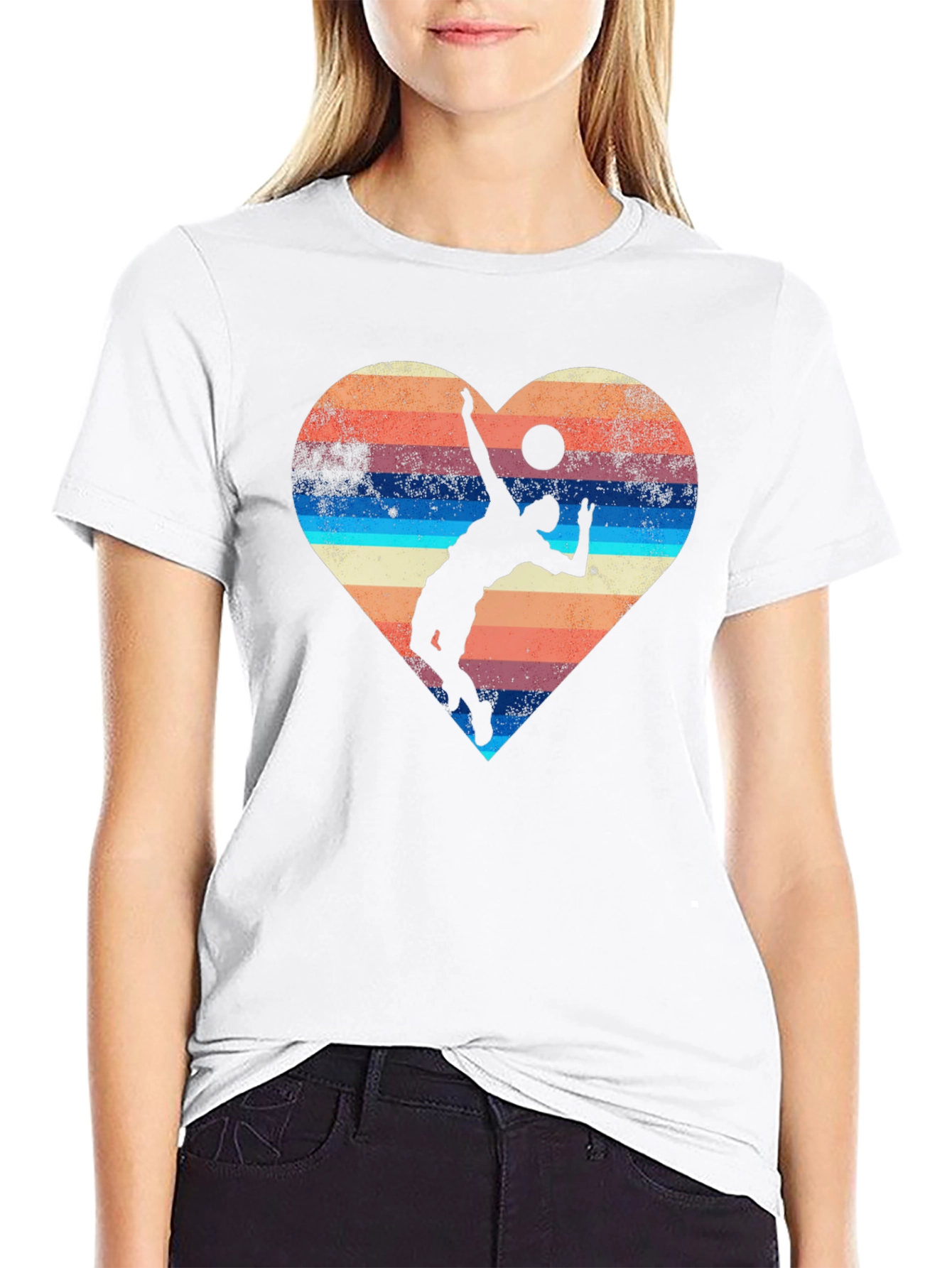 Volleyball Heart Graphic Tee - Sporty Style