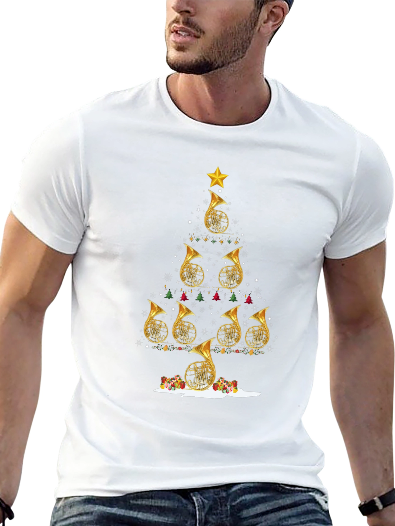 French Horn Christmas Tree T-Shirt