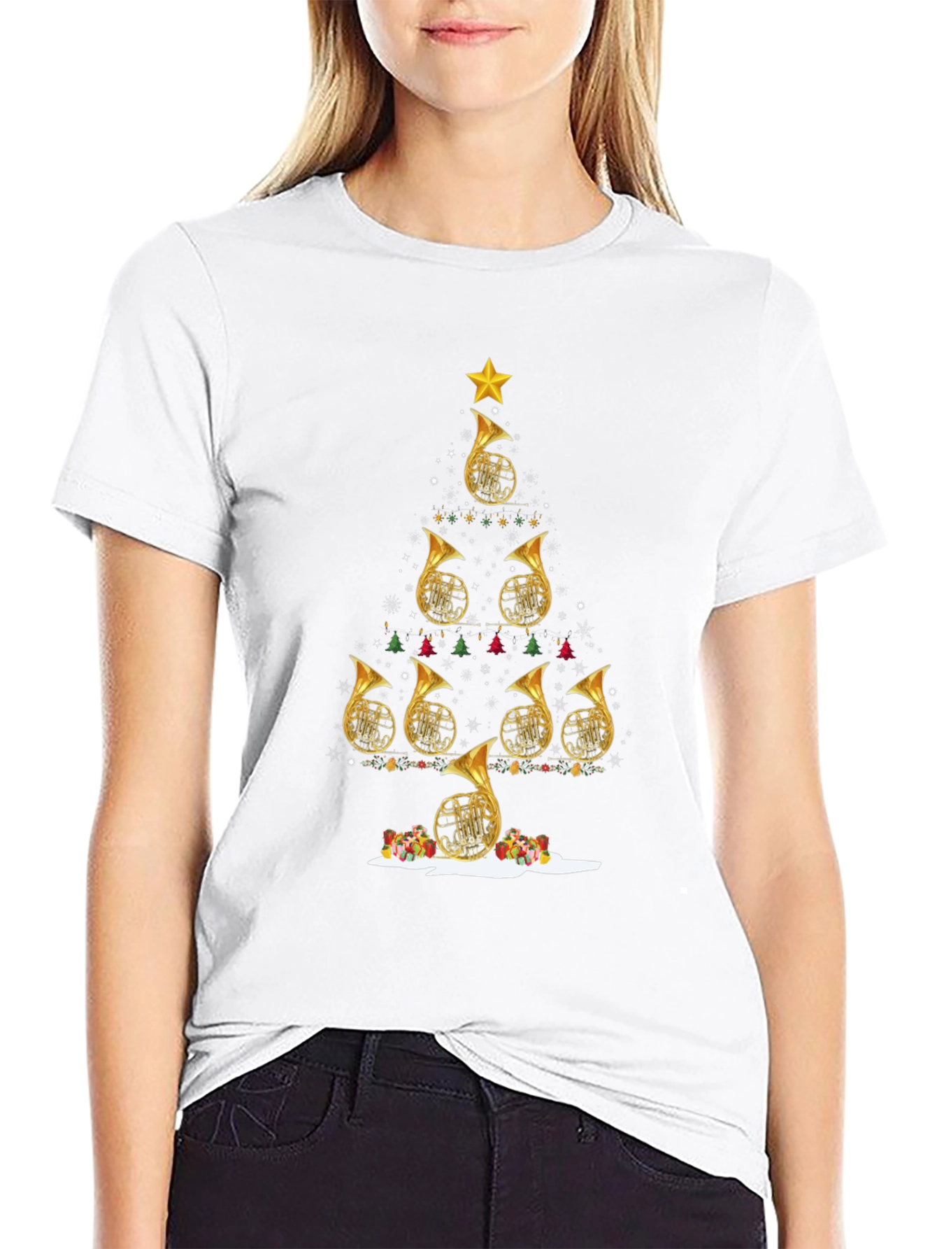 French Horn Christmas Tree T-Shirt