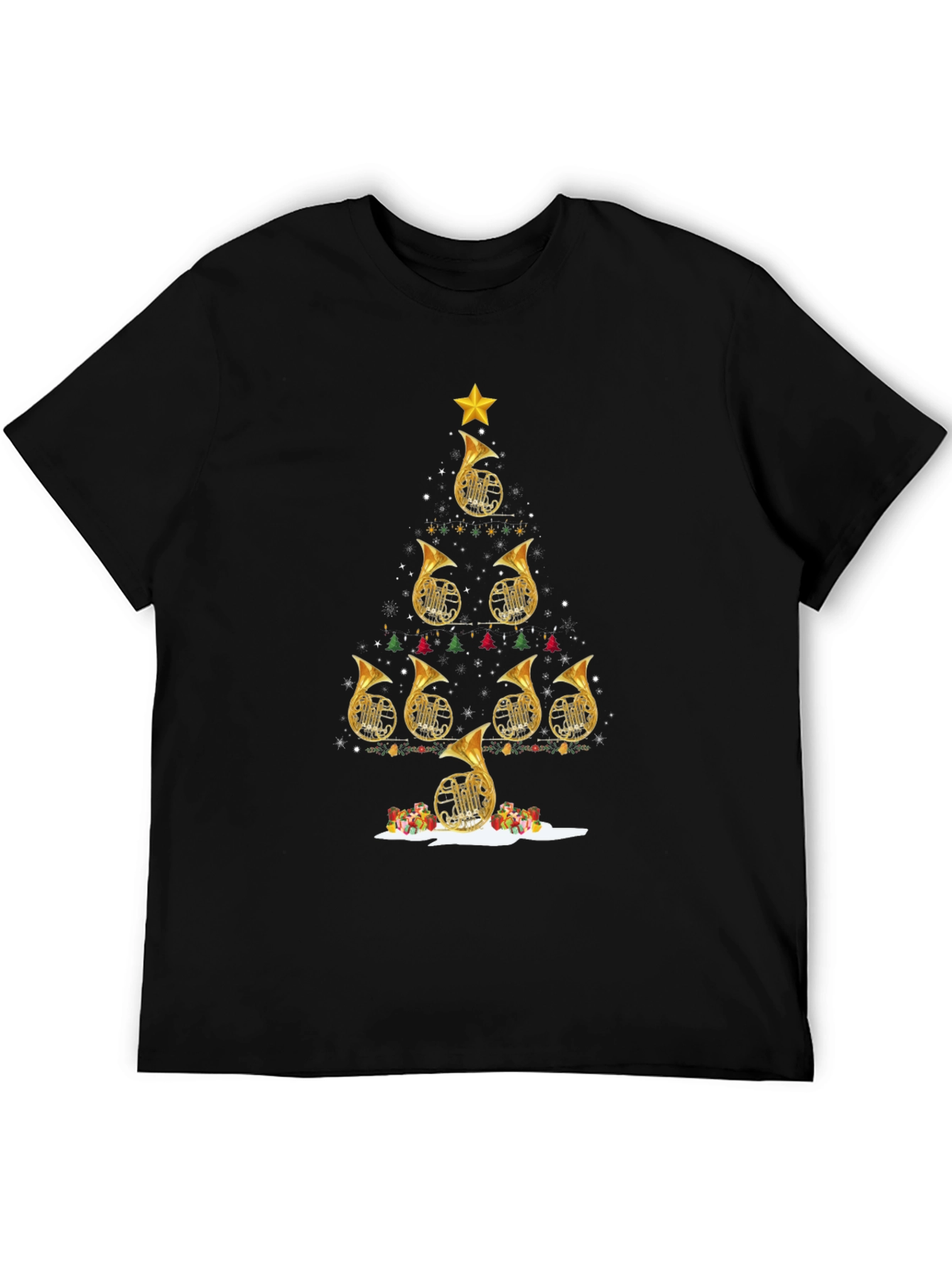 French Horn Christmas Tree T-Shirt