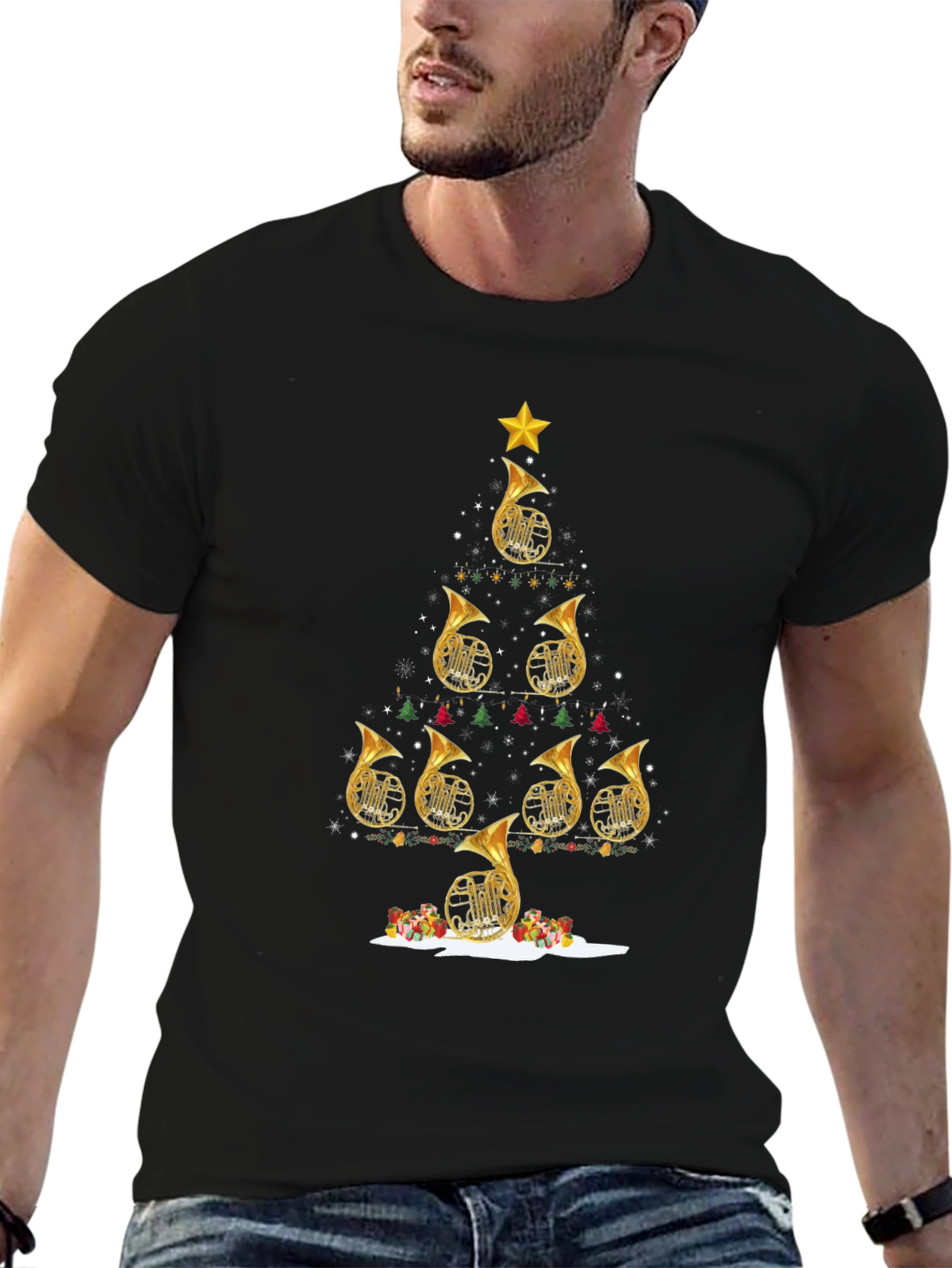 French Horn Christmas Tree T-Shirt
