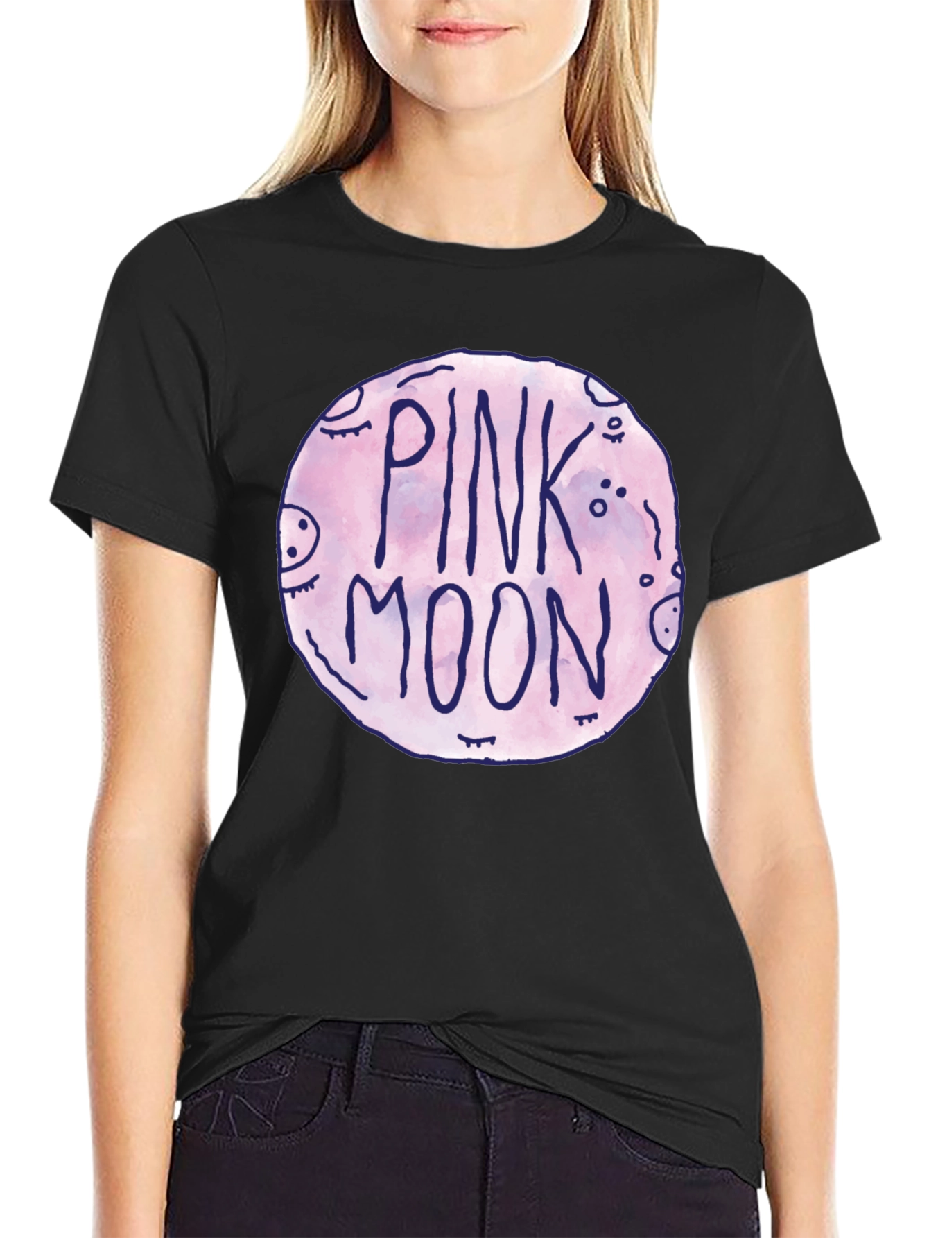 Pink Moon Graphic Tee - Unisex Black T-Shirt