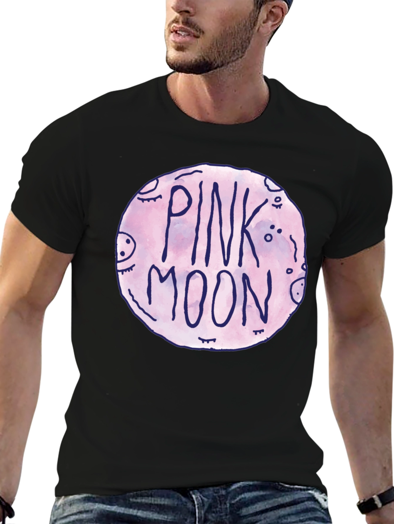 Pink Moon Graphic Tee - Unisex Black T-Shirt