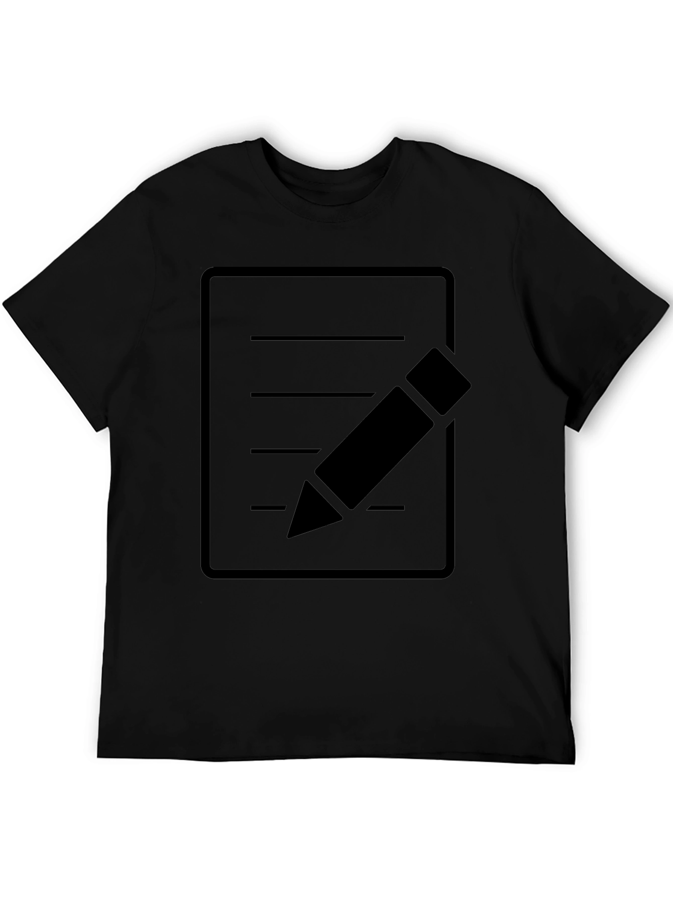 Minimalist Notepad and Pencil Graphic T-Shirt