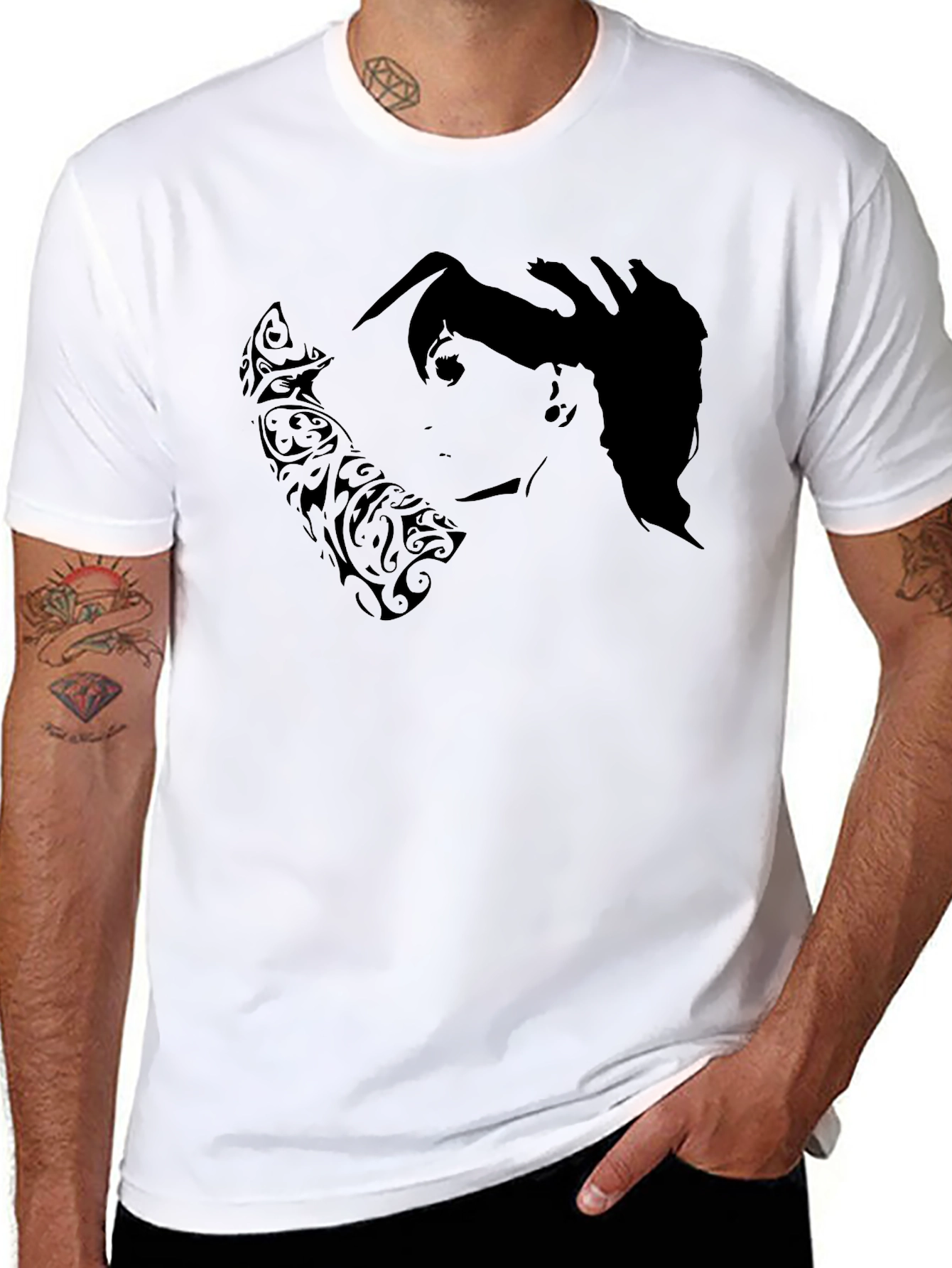 Edgy Silhouette Graphic Black T-Shirt