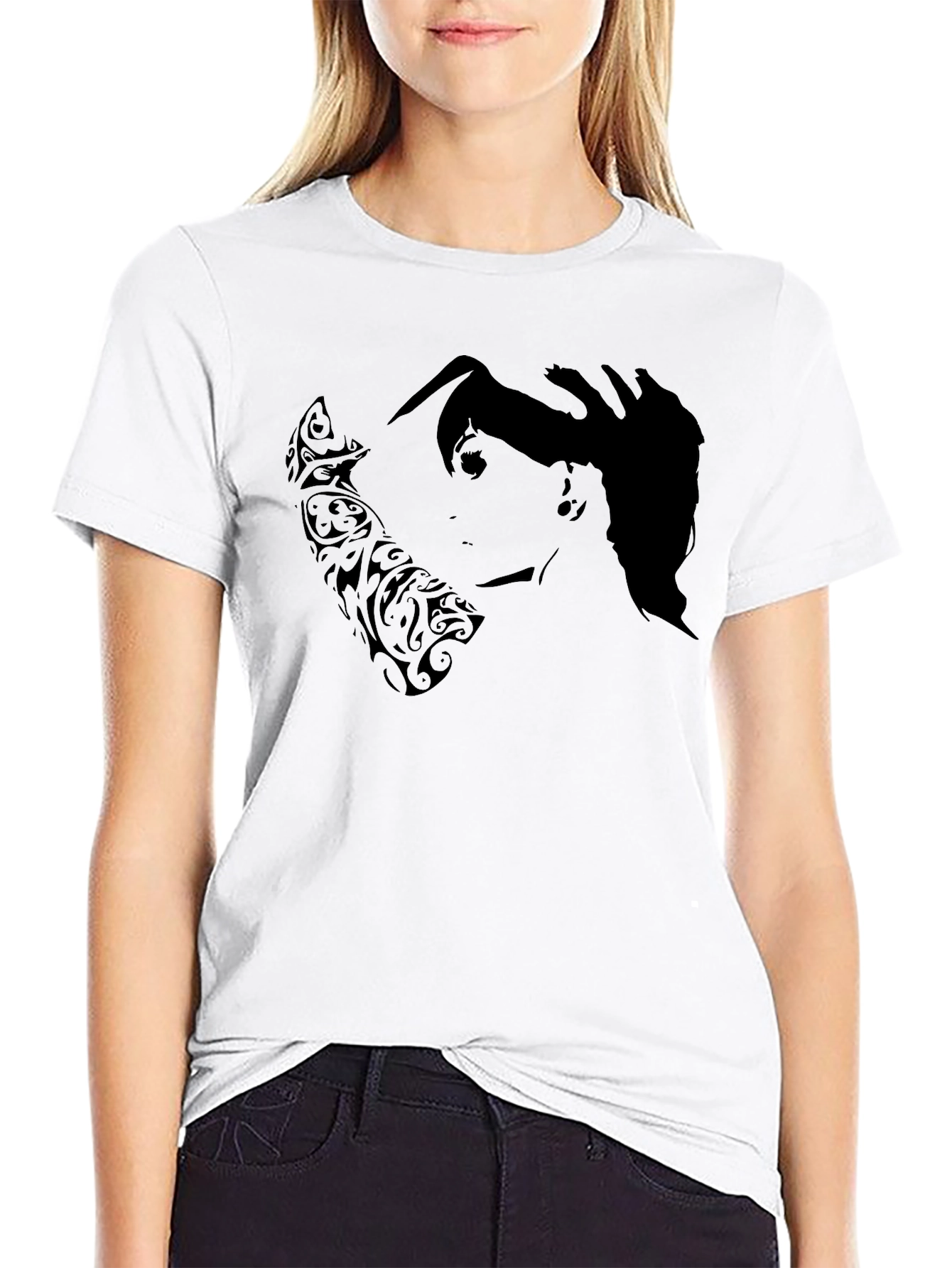 Edgy Silhouette Graphic Black T-Shirt