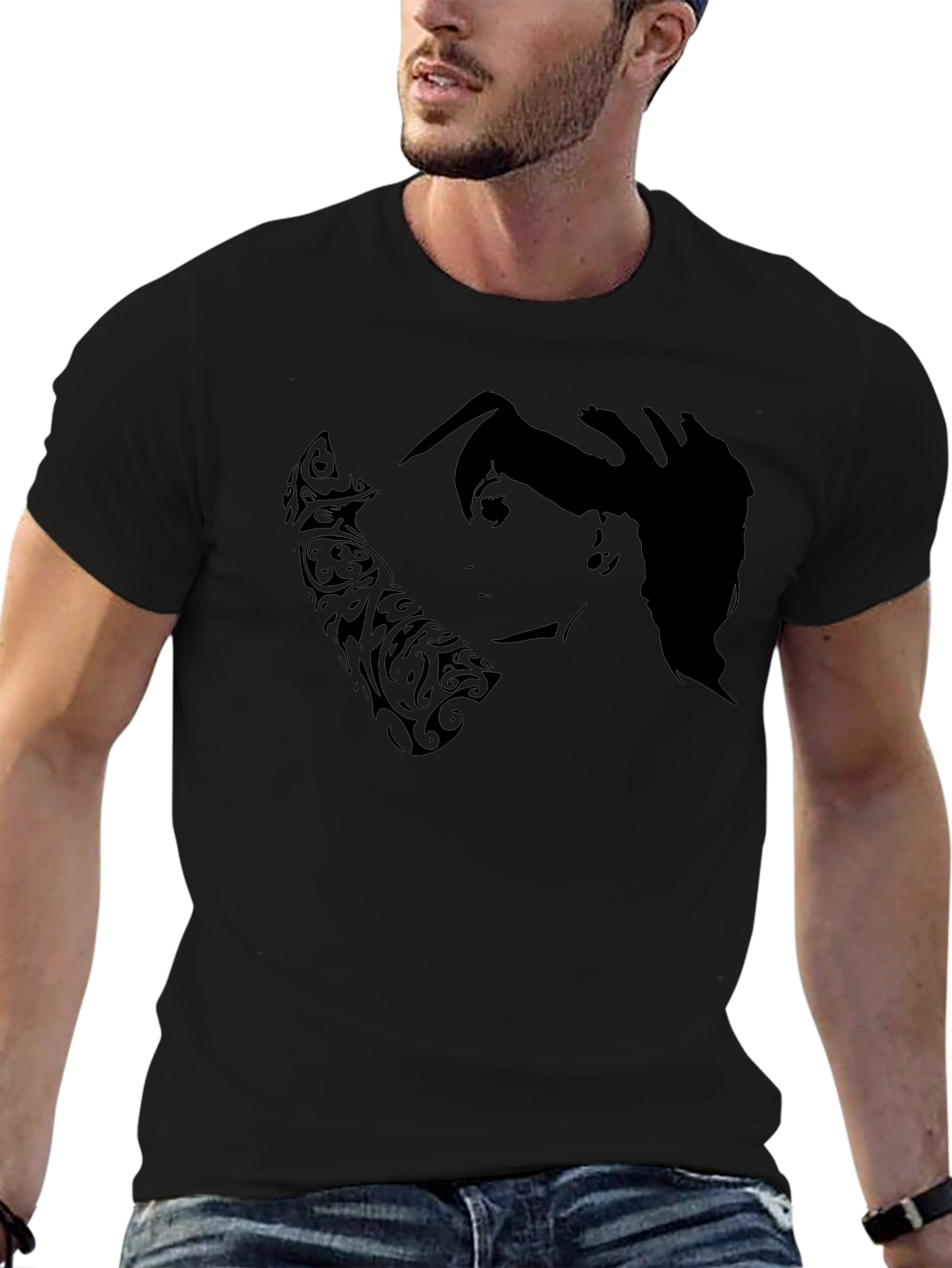 Edgy Silhouette Graphic Black T-Shirt