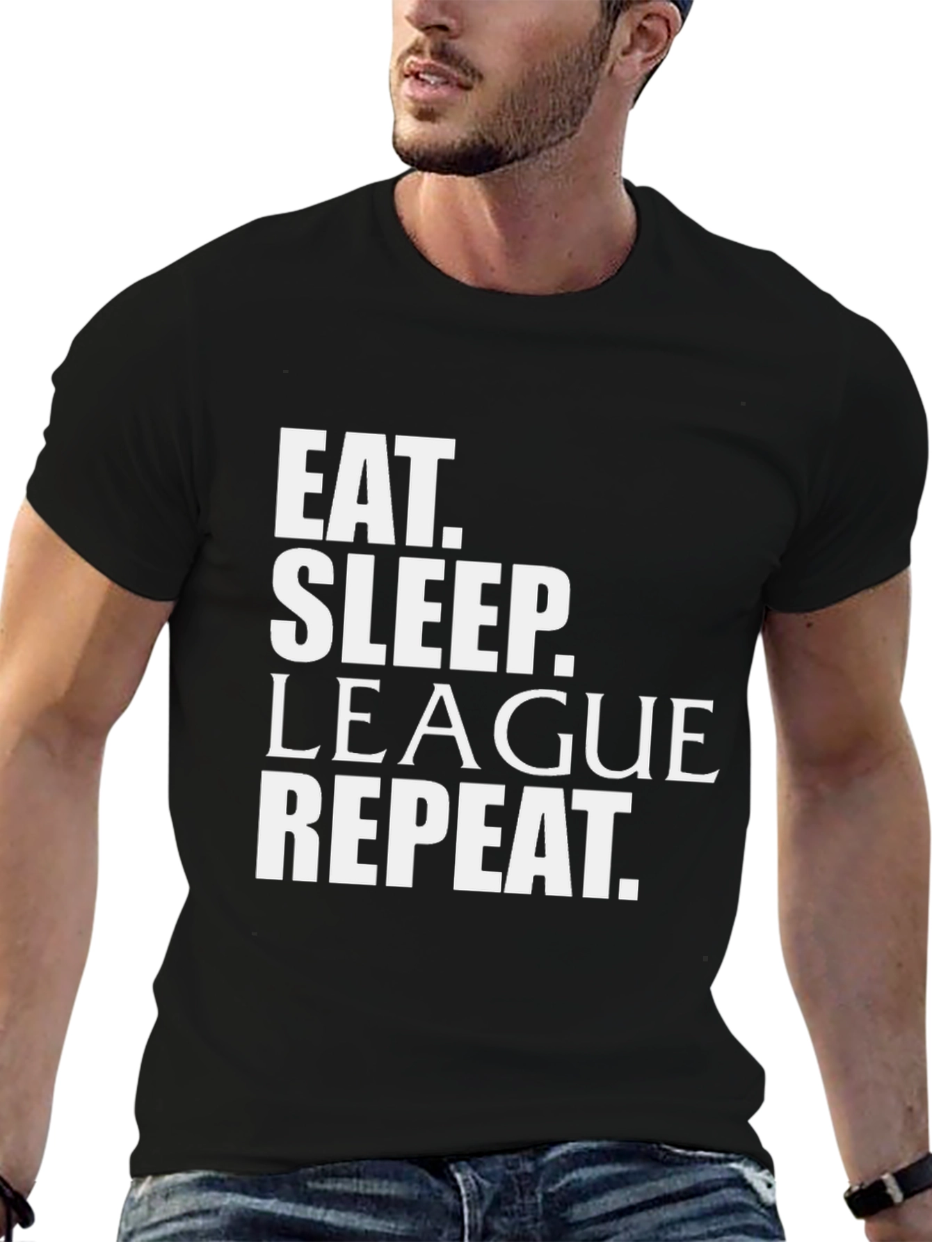 Eat Sleep League Repeat Black T-Shirt