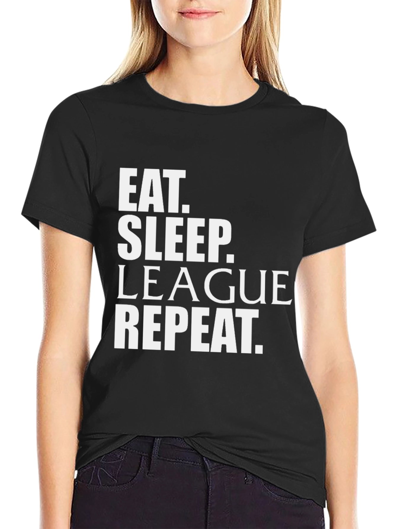 Eat Sleep League Repeat Black T-Shirt