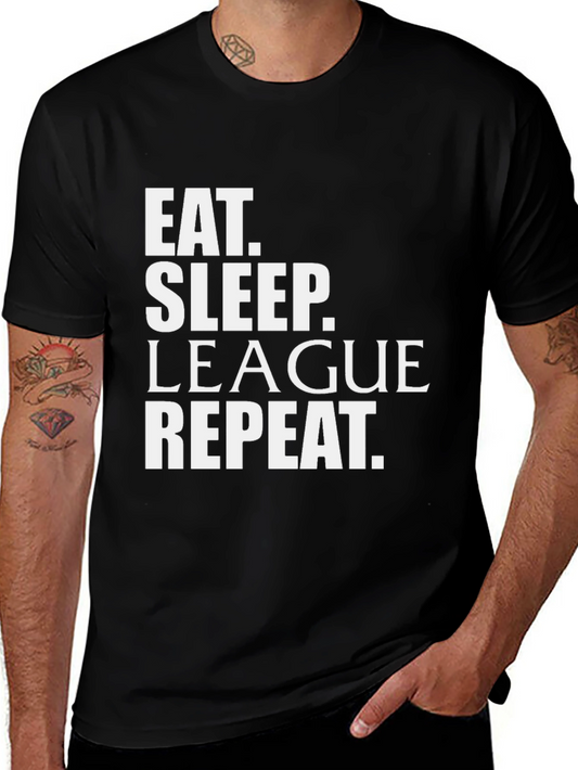 Eat Sleep League Repeat Black T-Shirt