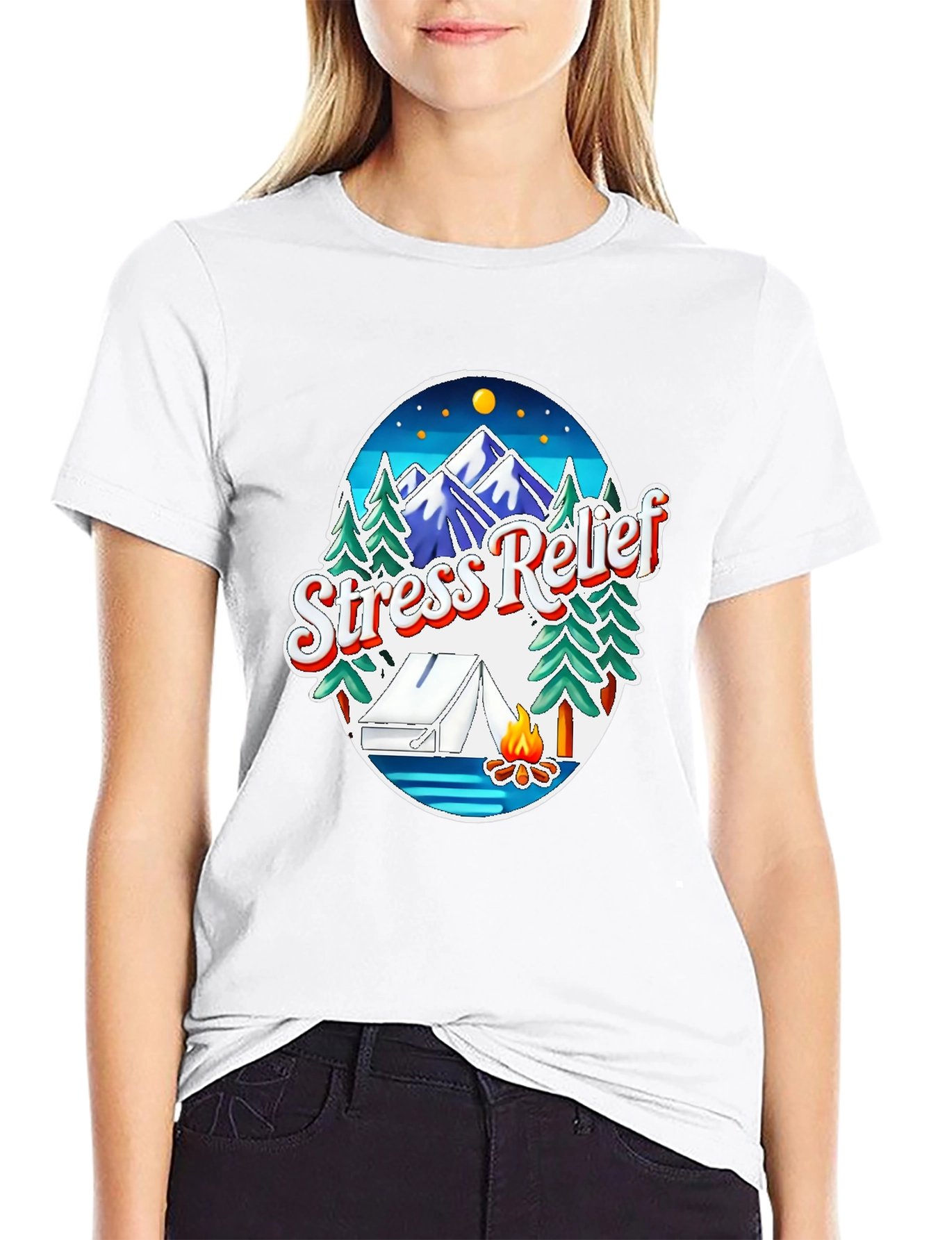 Stress Relief Camping Graphic Tee