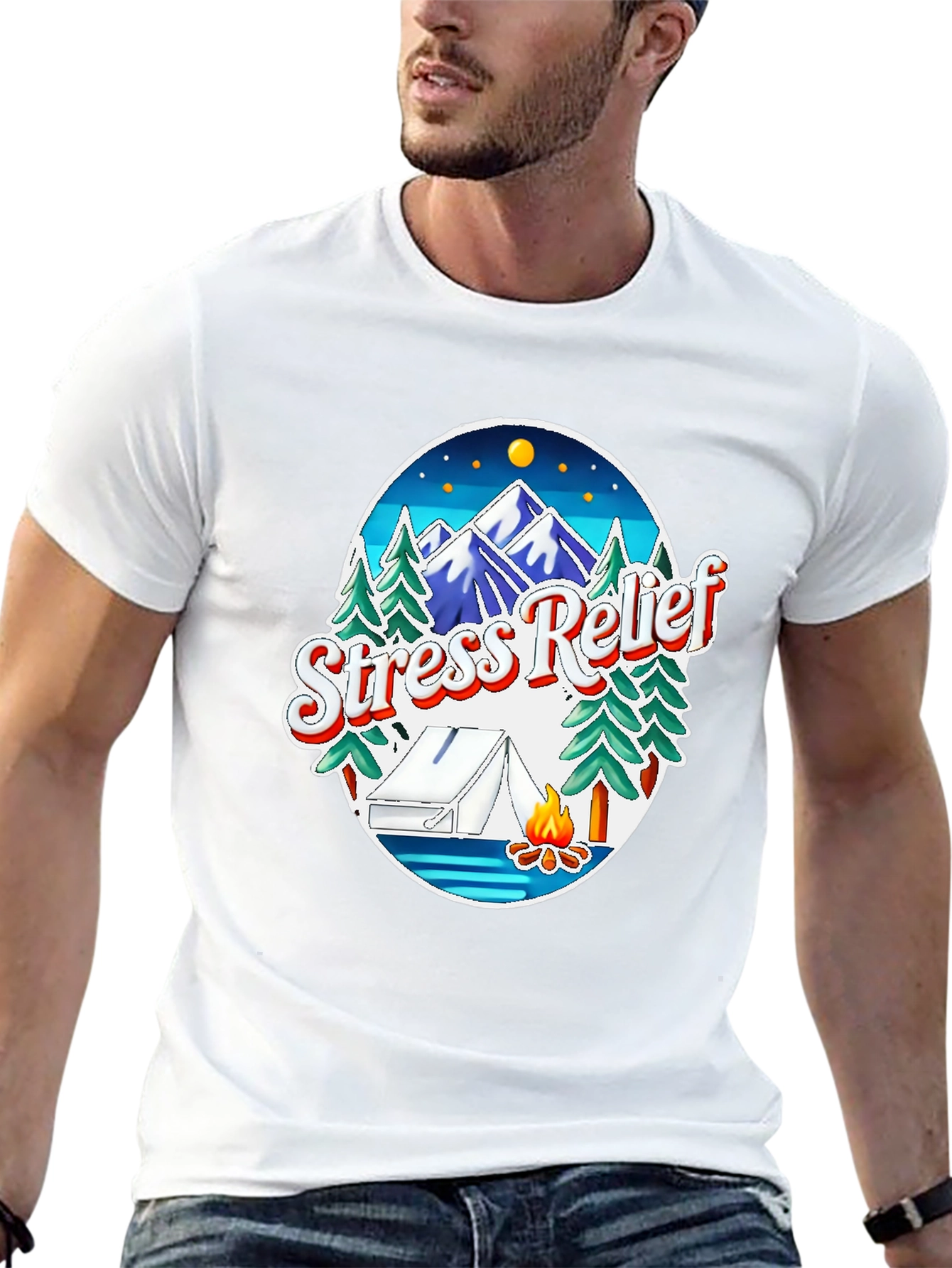 Stress Relief Camping Graphic Tee