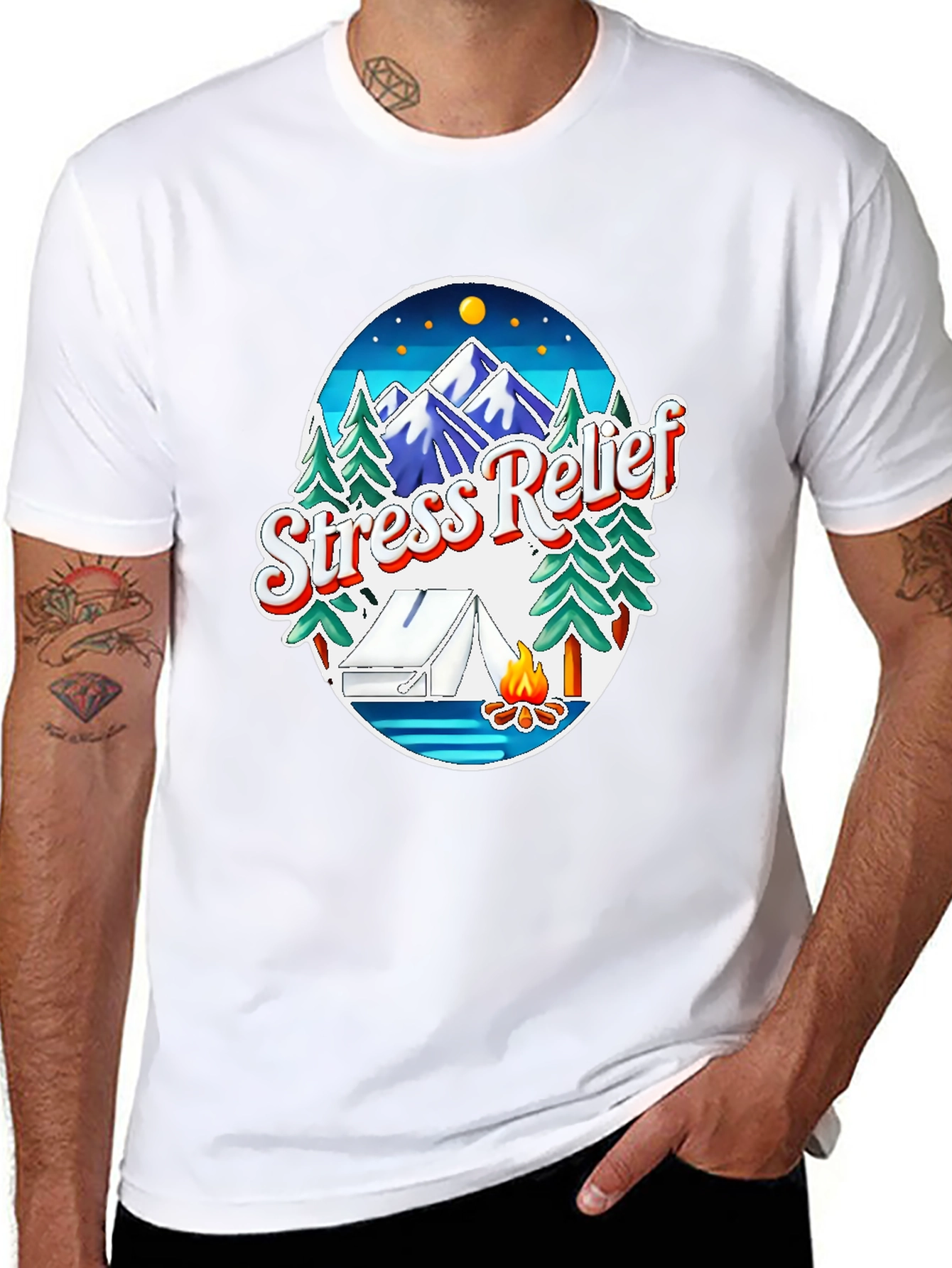 Stress Relief Camping Graphic Tee