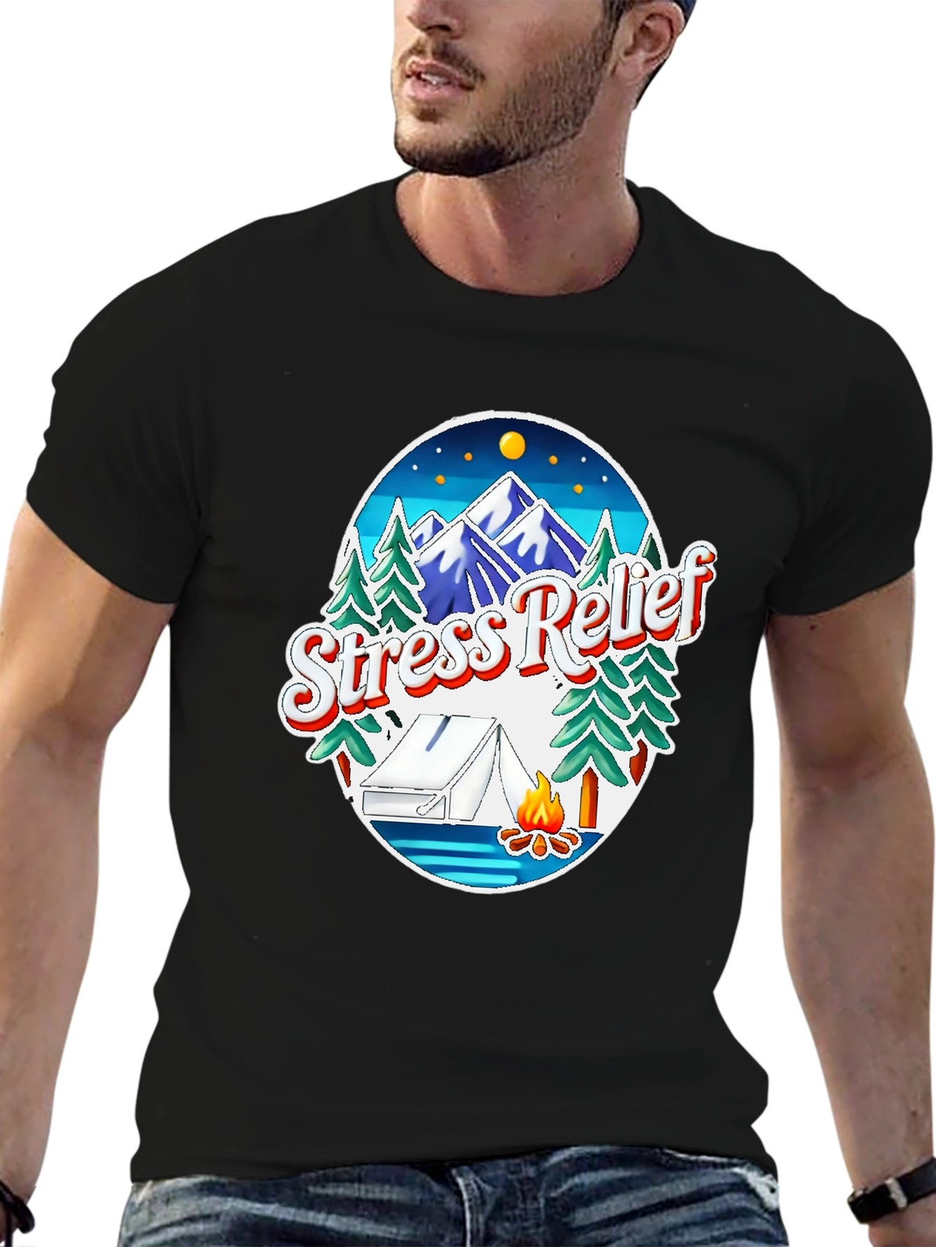 Stress Relief Camping Graphic Tee