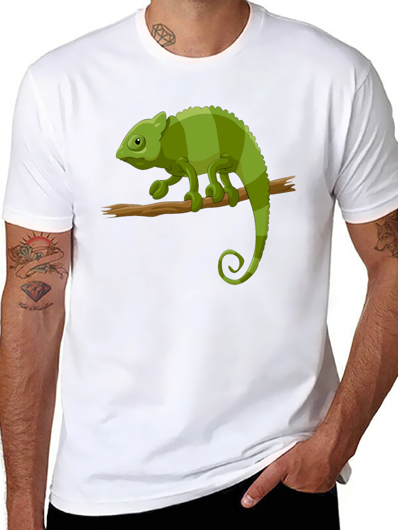Chameleon Graphic Tee - Cool Animal Print T-Shirt